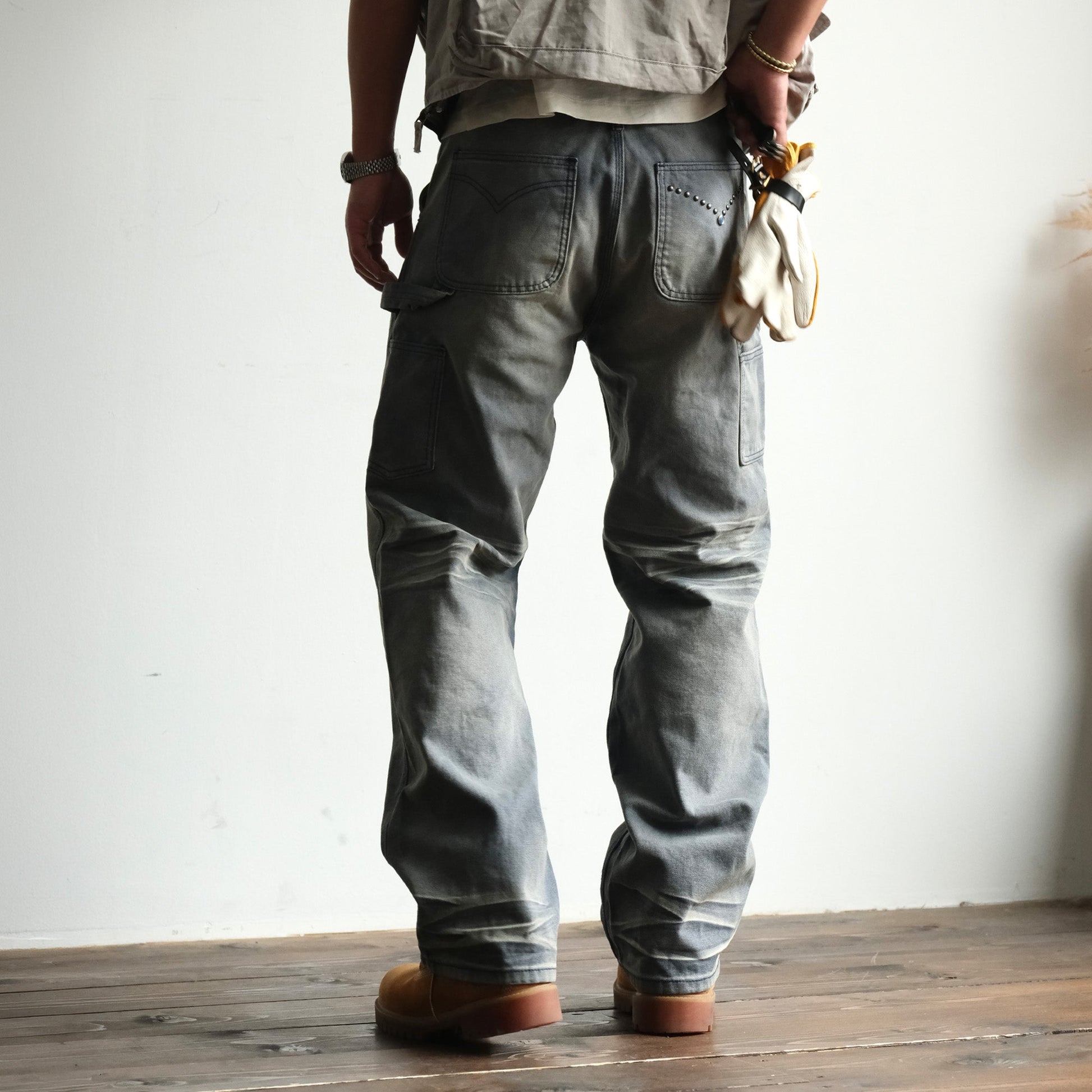 NEIGBORL Retro Distressed Washed Cargo Pants-Pants-Gray-S-Free Shipping Leatheretro