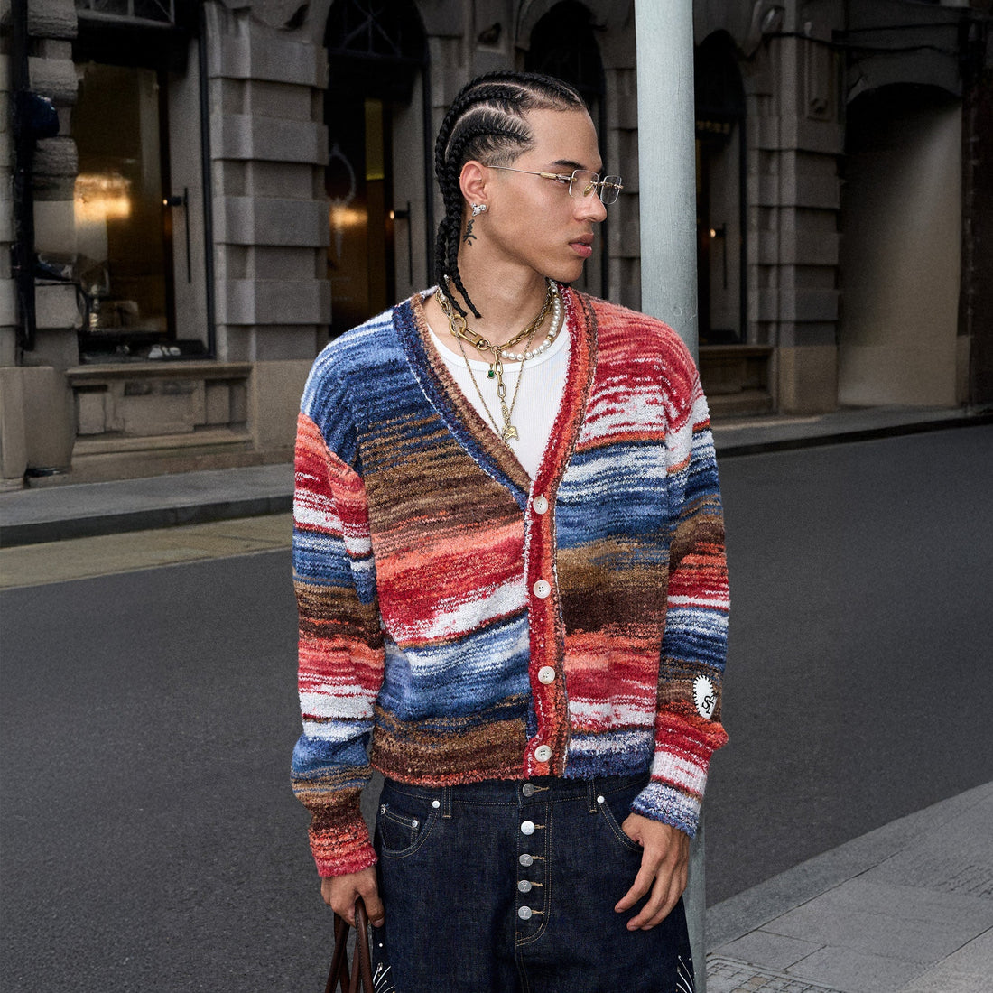 STEEPC Gradient Heartpatch Boxy Cardigan-Sweater-S (1)-Free Shipping Leatheretro