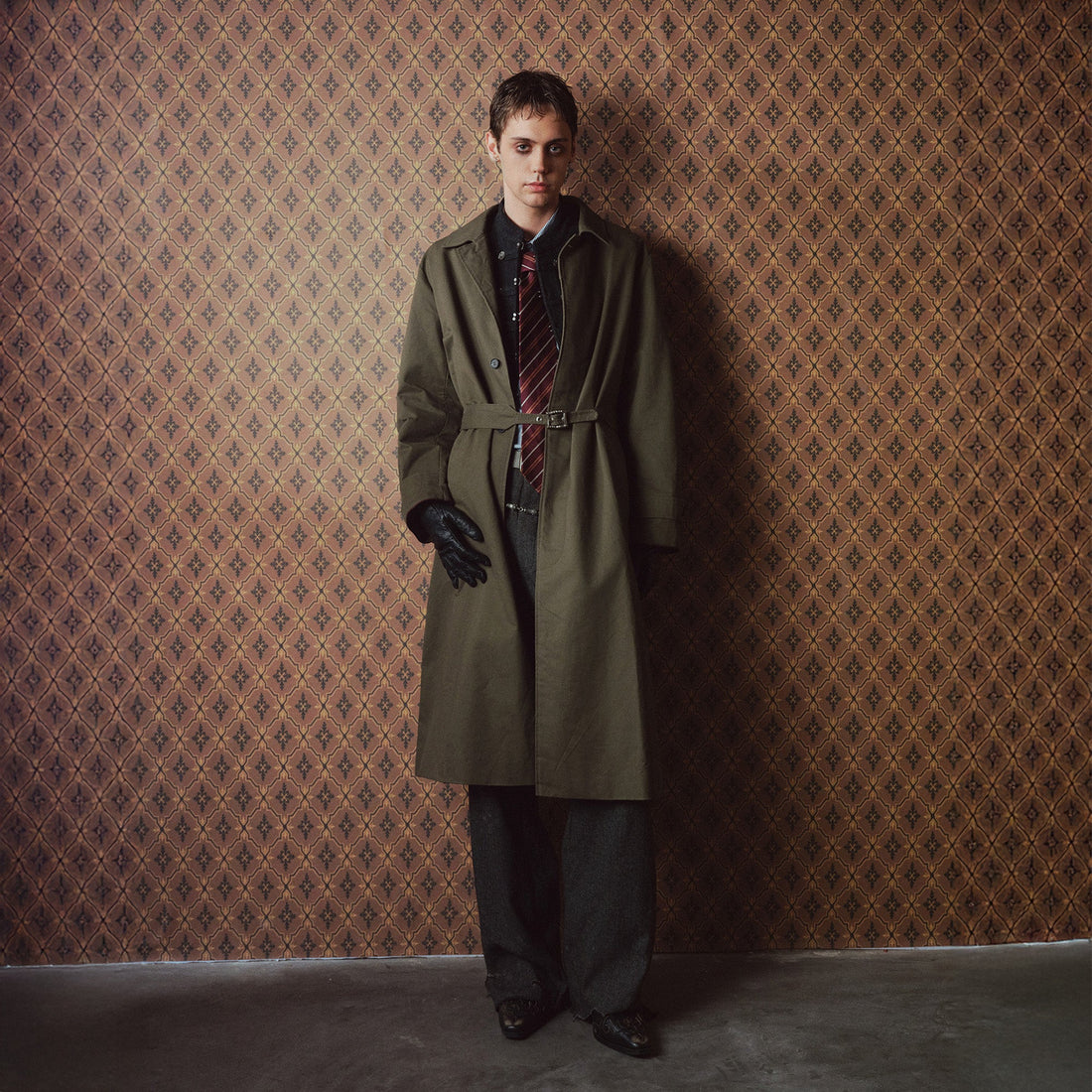 RICHILL Contrast Embroidered Trench Coat-Jacket-S-Free Shipping Leatheretro