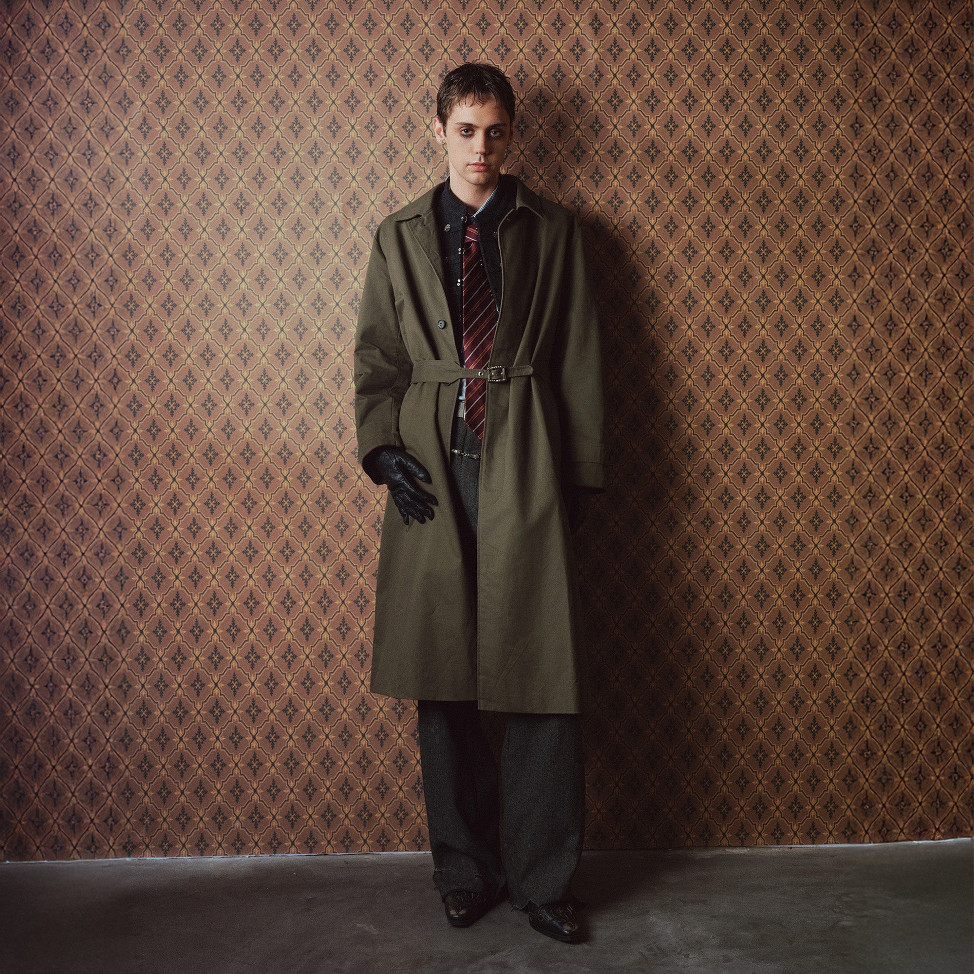 RICHILL Contrast Embroidered Trench Coat-Jacket-S-Free Shipping Leatheretro