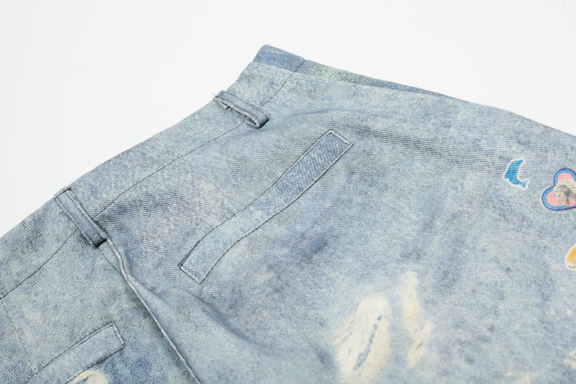 CLP Whimsical Distressed Stickers Cargo Denim Shorts-Shorts-S-Free Shipping Leatheretro