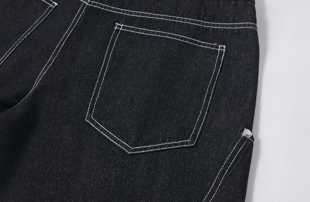 PASET Camo Double Waist Embroidered Jeans-Jeans-S / 28"-Free Shipping Leatheretro