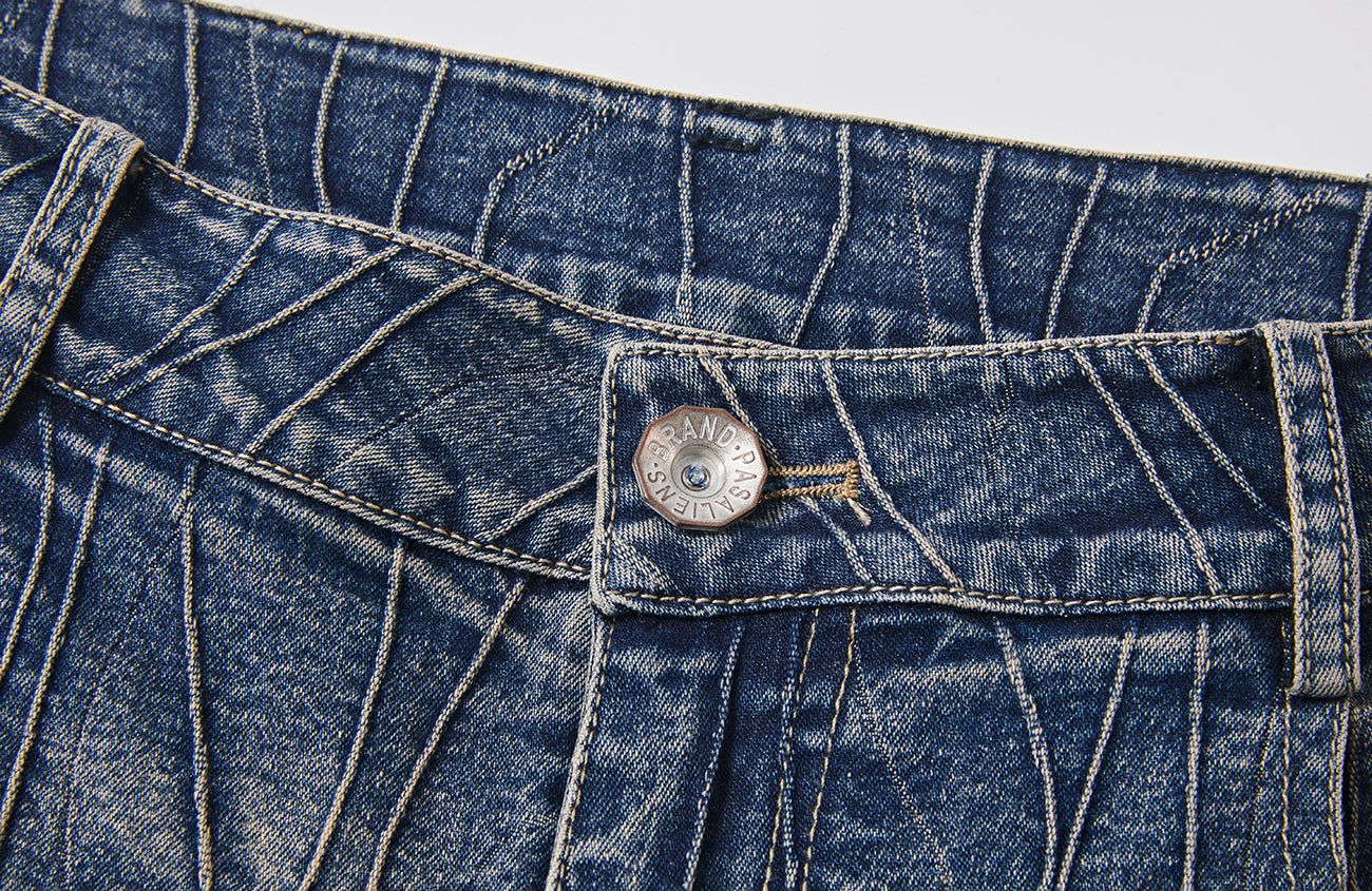 PASET Cross And Star Studded Wide-Leg Jeans-Jeans-S / 28"-Free Shipping Leatheretro