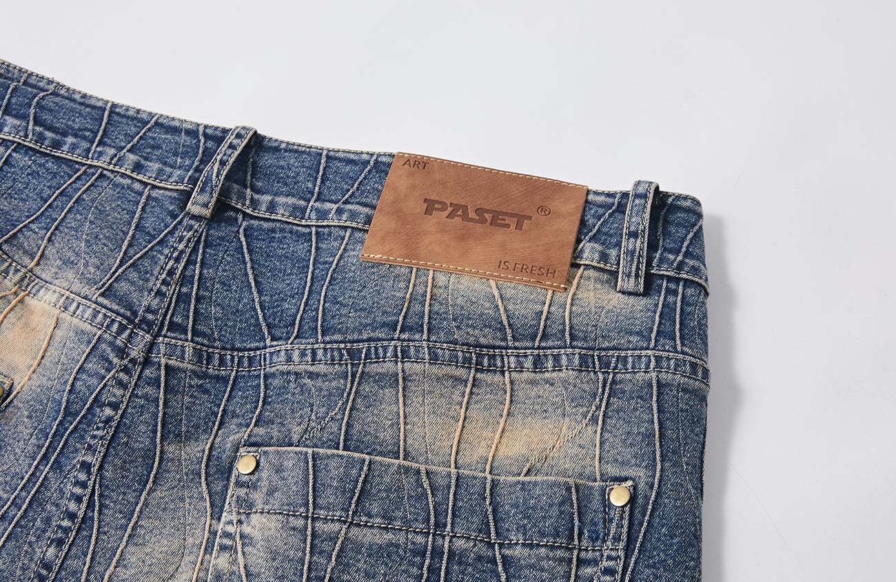 PASET Cross And Star Studded Wide-Leg Jeans-Jeans-S / 28"-Free Shipping Leatheretro