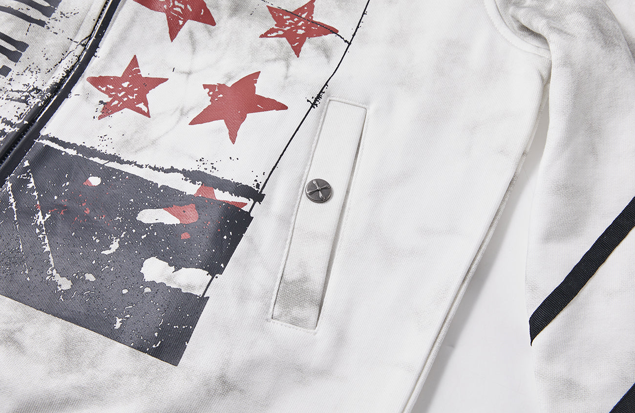 PASET Dirty Wash Star Graphic Track Jacket-Jacket-S-Free Shipping Leatheretro