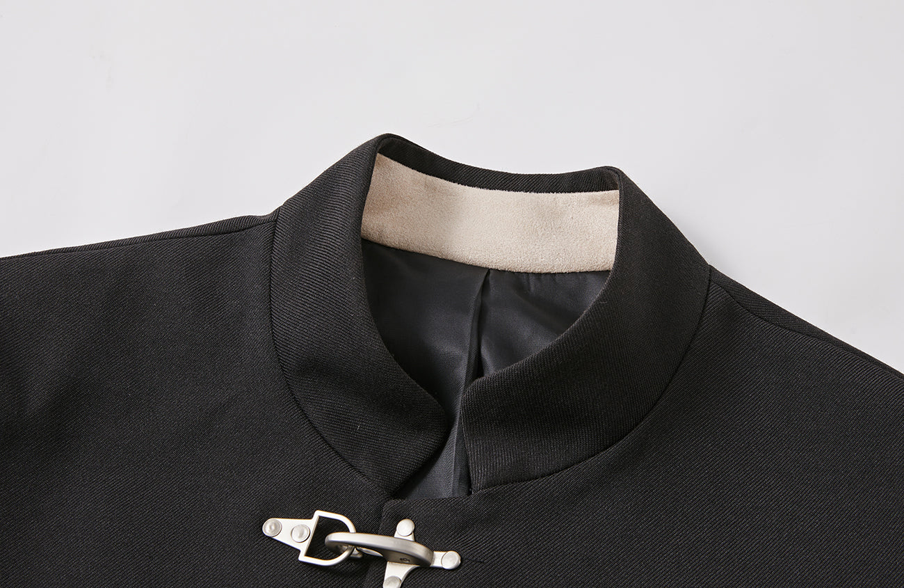 PASET Frog Buckle Stand Collar Jacket-Jacket-S-Free Shipping Leatheretro