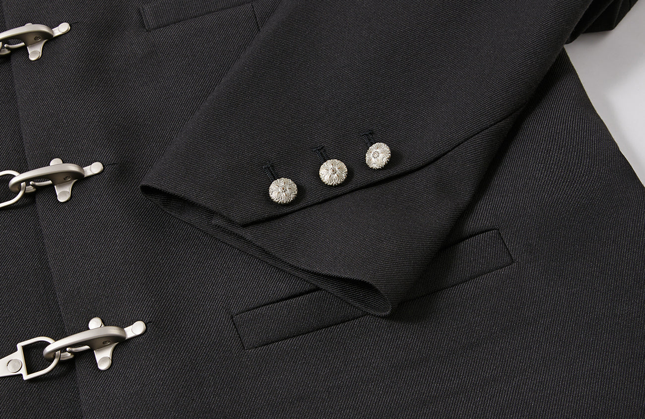 PASET Frog Buckle Stand Collar Jacket-Jacket-S-Free Shipping Leatheretro