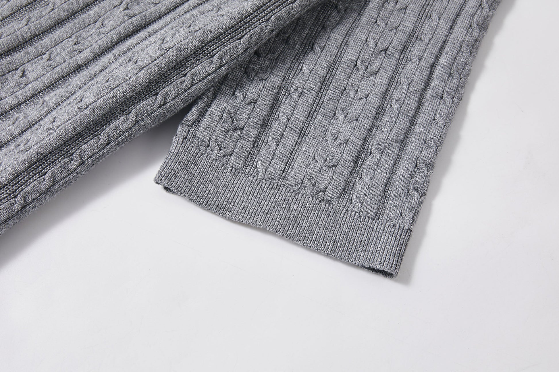 KREATE Faux Layered Cable-Knit Half Shirt-Half shirt-S-Gray-Free Shipping Leatheretro