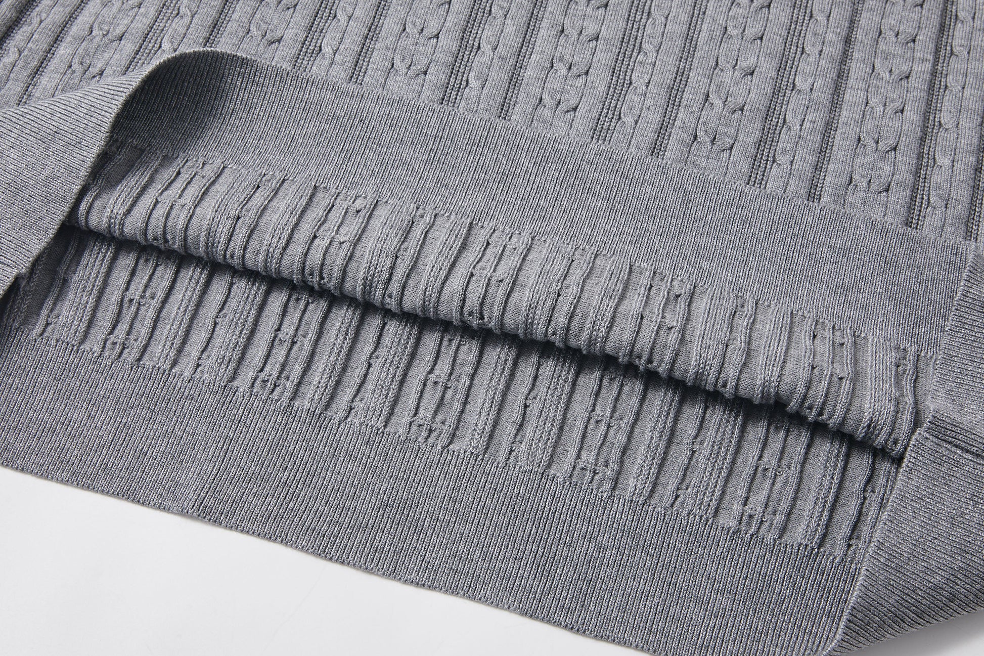 KREATE Faux Layered Cable-Knit Half Shirt-Half shirt-S-Gray-Free Shipping Leatheretro