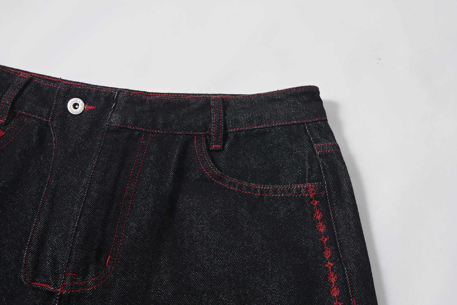 KREATE Contrast Stitched Flared Raw Denim Pants-Jeans-S-Free Shipping Leatheretro