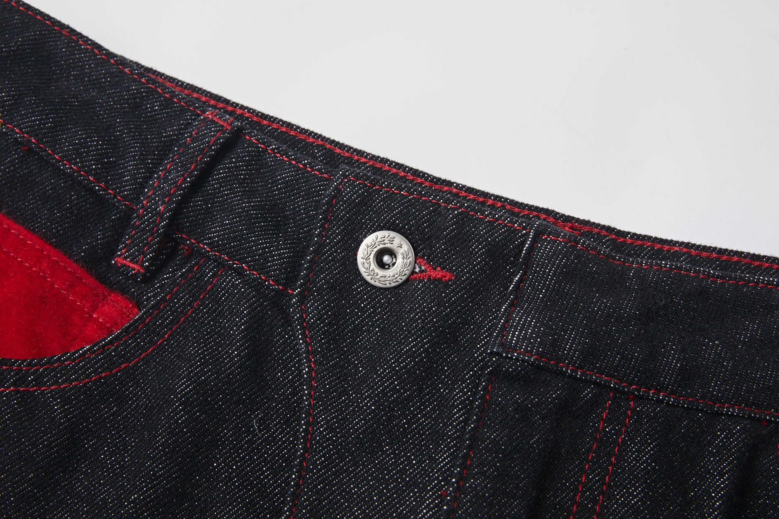 KREATE Contrast Stitched Flared Raw Denim Pants-Jeans-S-Free Shipping Leatheretro