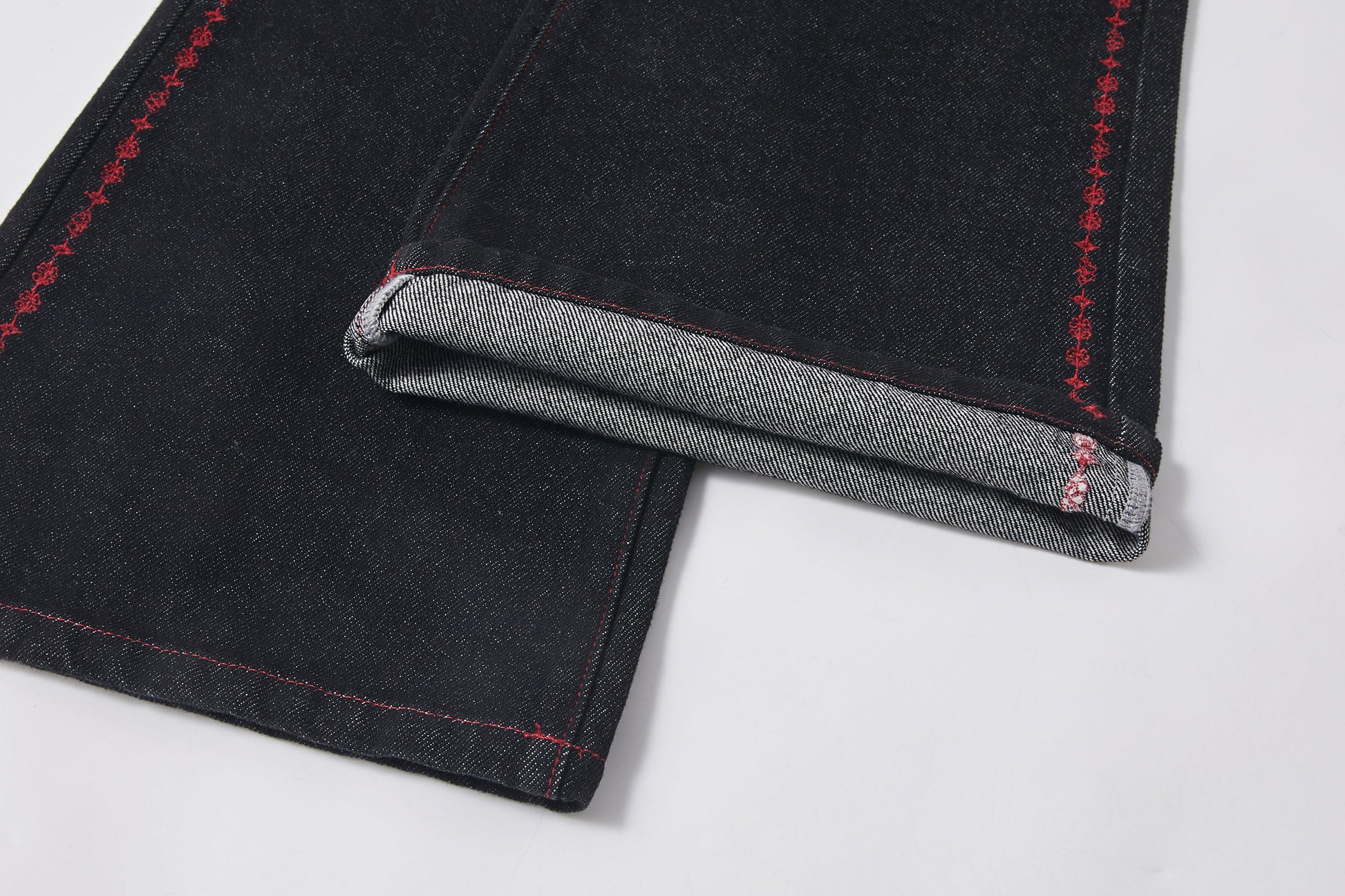 KREATE Contrast Stitched Flared Raw Denim Pants-Jeans-S-Free Shipping Leatheretro
