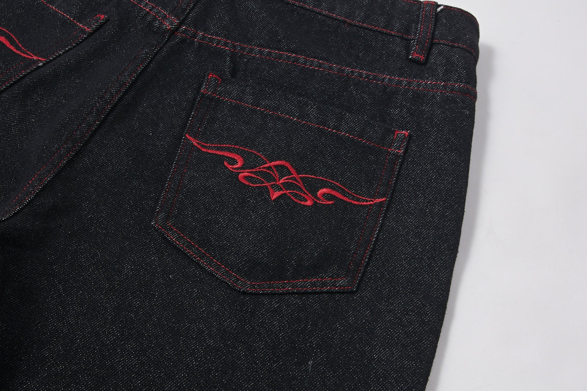 KREATE Contrast Stitched Flared Raw Denim Pants-Jeans-S-Free Shipping Leatheretro