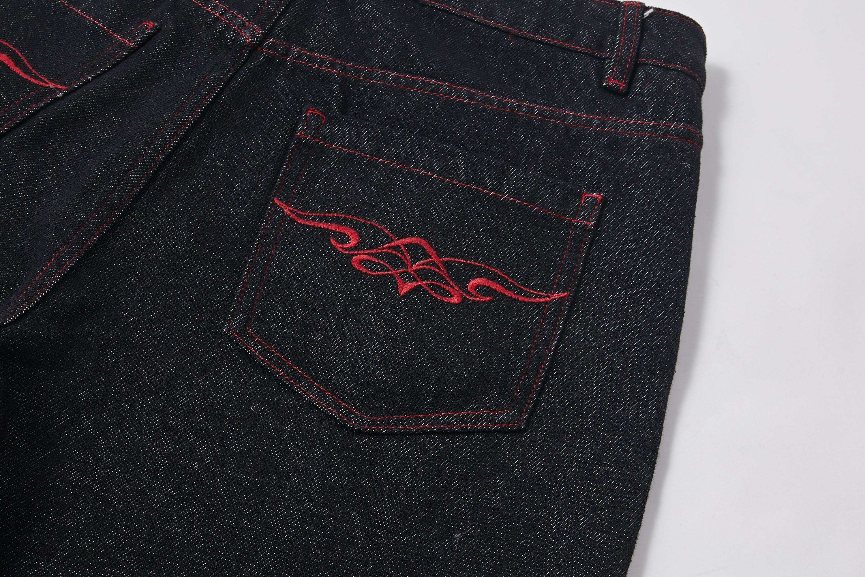 KREATE Contrast Stitched Flared Raw Denim Pants-Jeans-S-Free Shipping Leatheretro