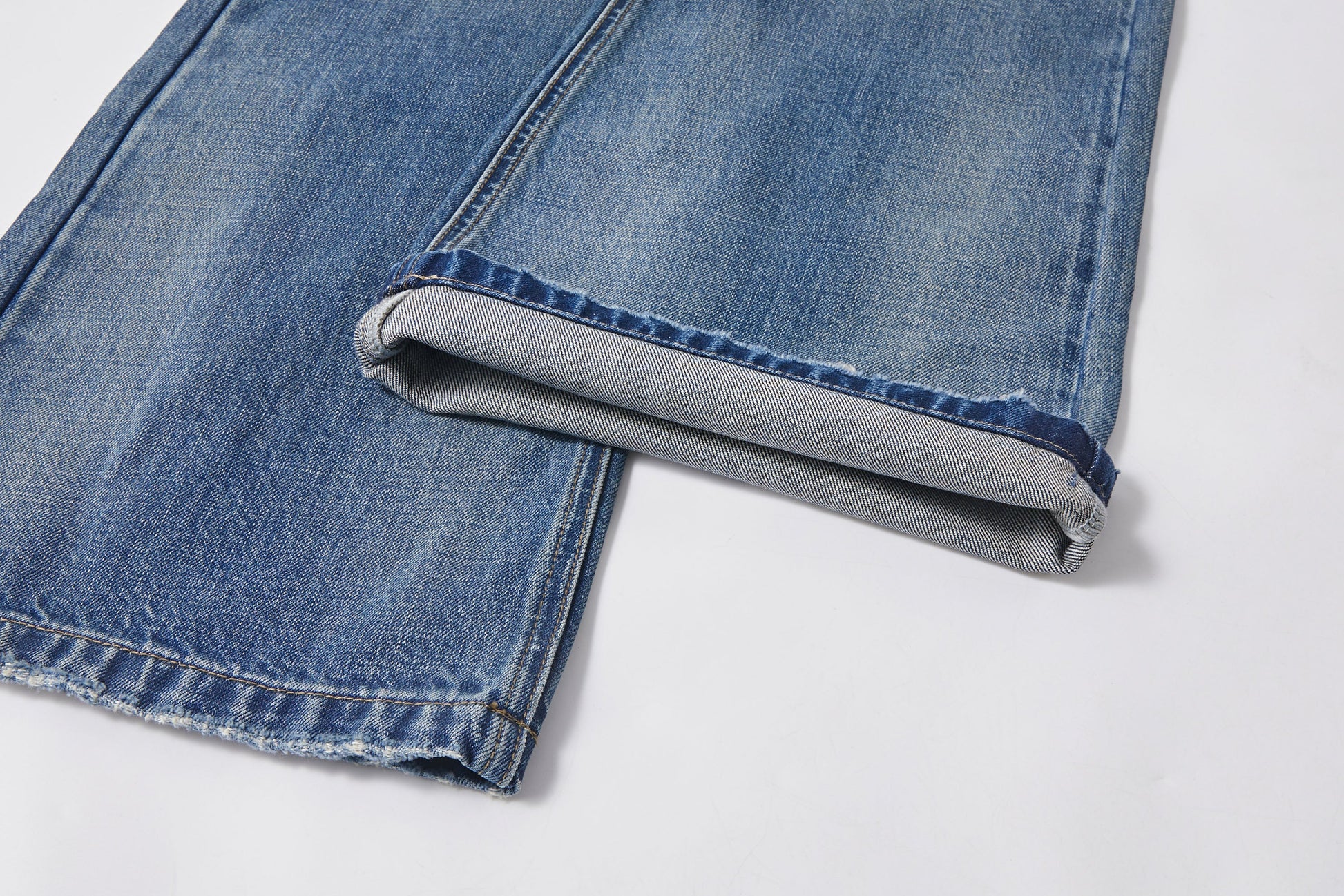 KREATE Double-Layer Distressed Straight-Leg Jeans-Jeans-S-Free Shipping Leatheretro