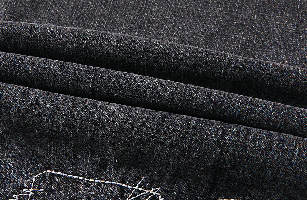 PASET Plaid Patch Distressed Back Buckle Jeans-Jeans-S / 28"-Free Shipping Leatheretro