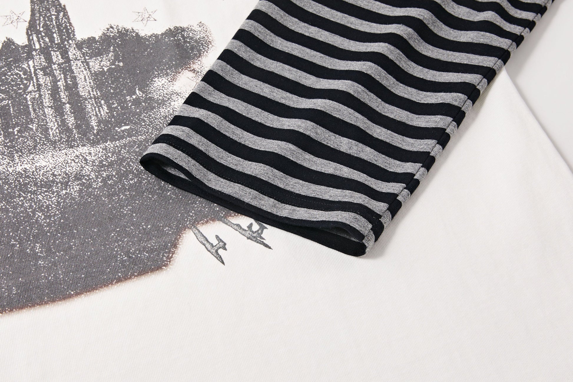 PASET Layered Stripe Graphic Long-Sleeve Tee-L/S Tee-XS-Black-Free Shipping Leatheretro