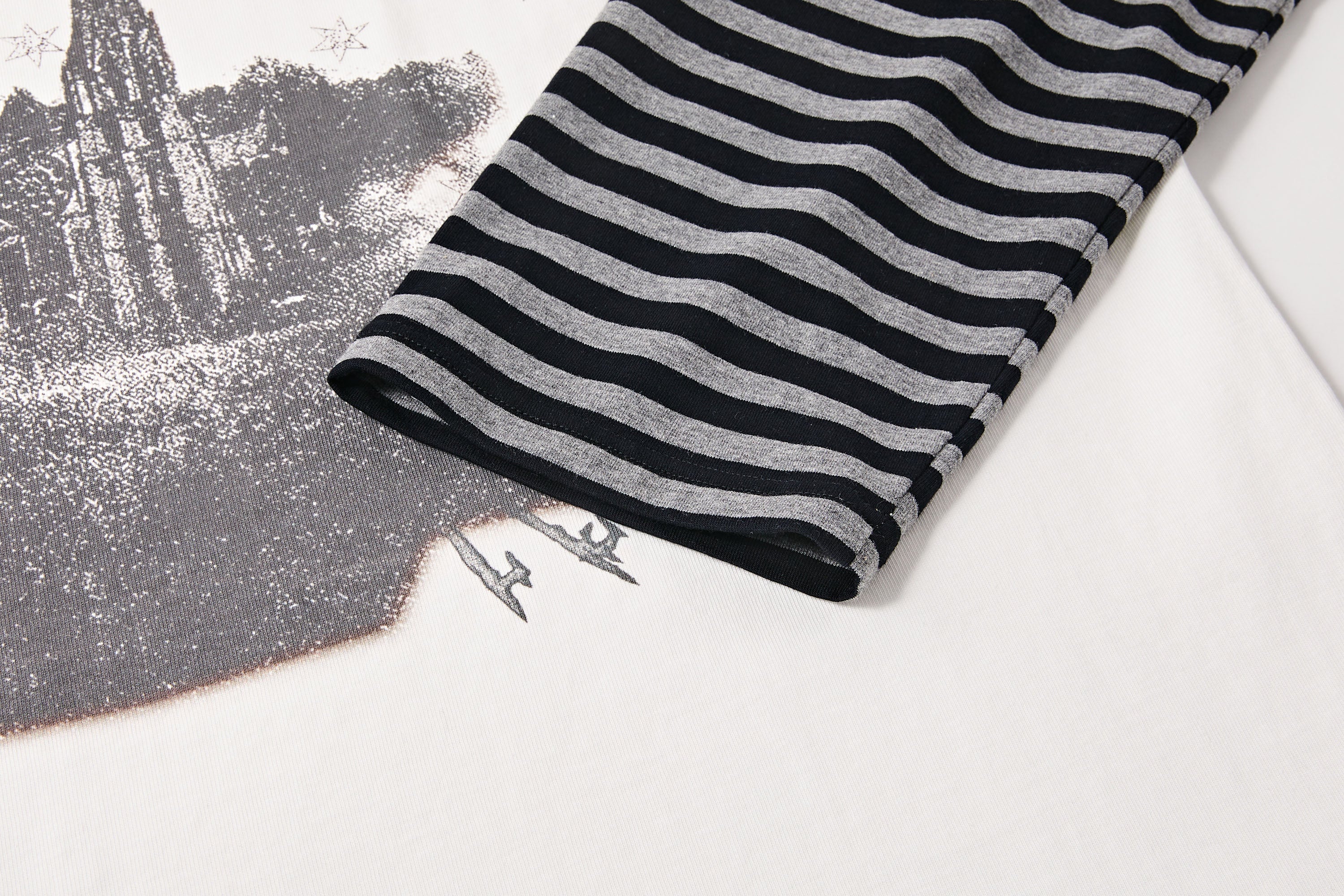 PASET Layered Stripe Graphic Long-Sleeve Tee-L/S Tee-XS-Black-Free Shipping Leatheretro