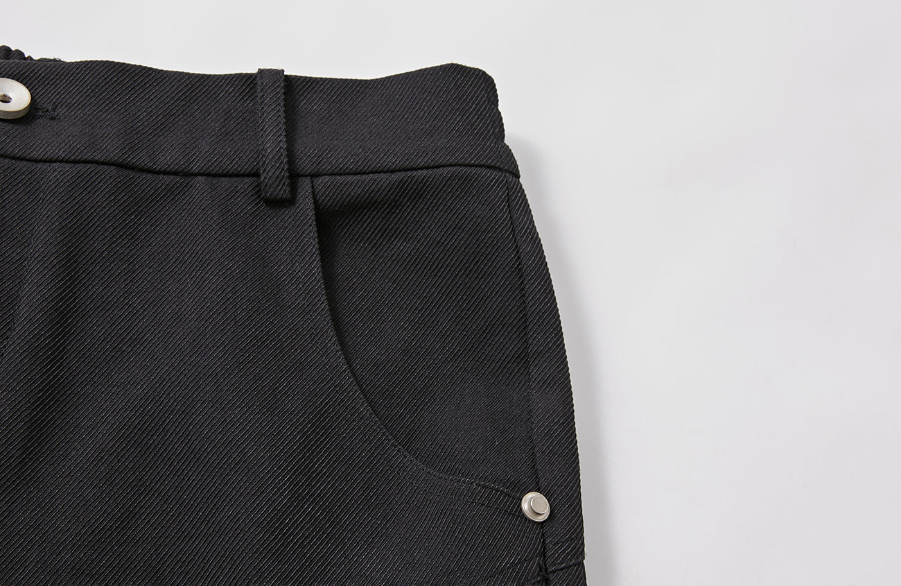 PASET Knee Paneled Flared Trousers-Pants-S / 27"-Free Shipping Leatheretro