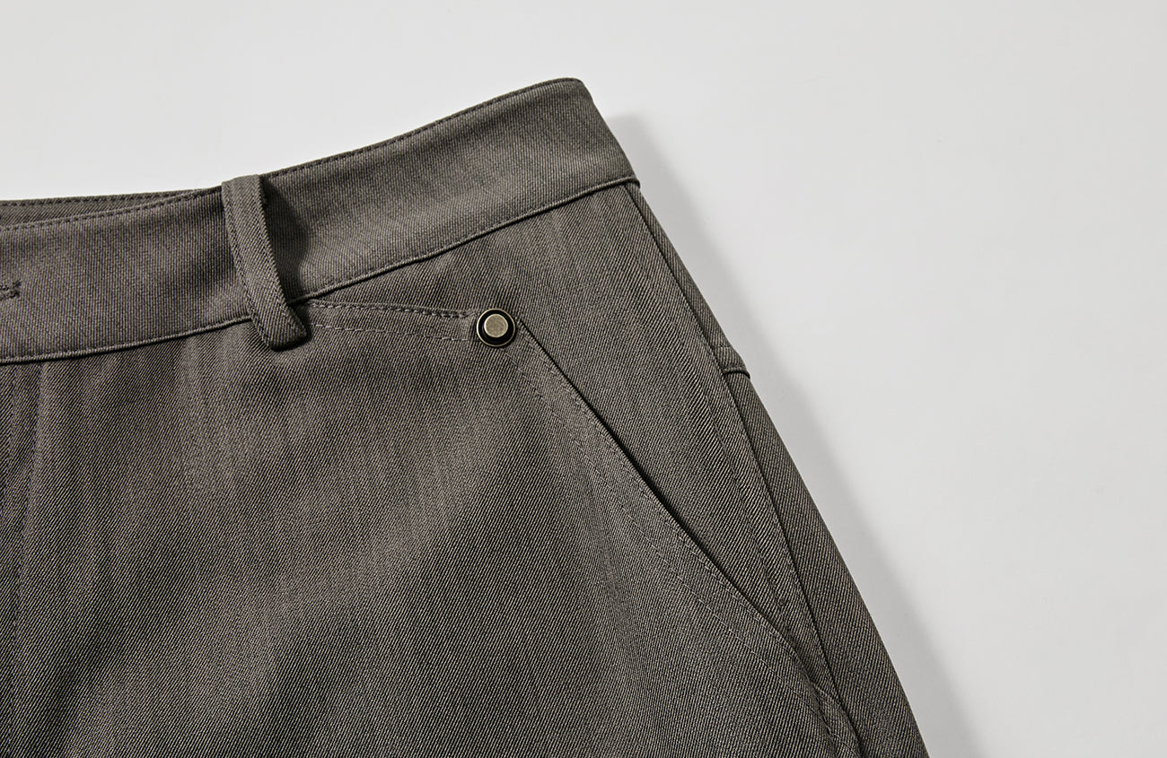 PASET Curved Seam Draped Trousers-Pants-S / 28"-Gray-Free Shipping Leatheretro