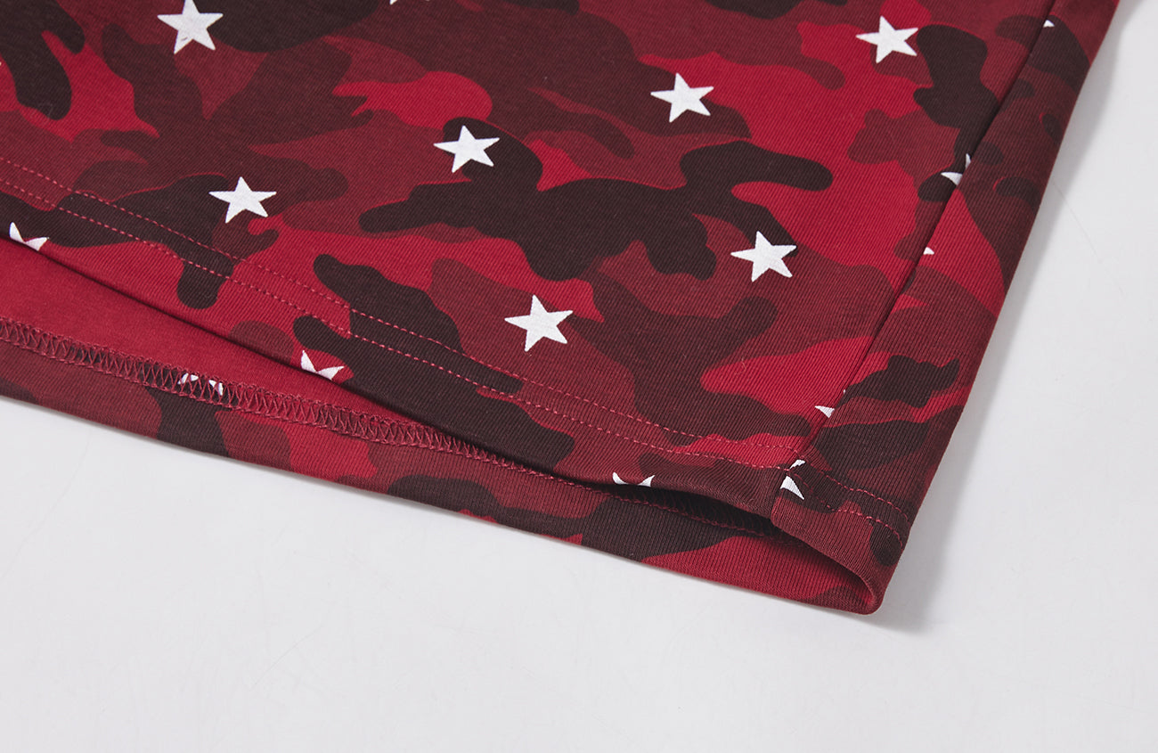 PASET Star Camo Cross Graphic Tee-T Shirt-S-Red-Free Shipping Leatheretro