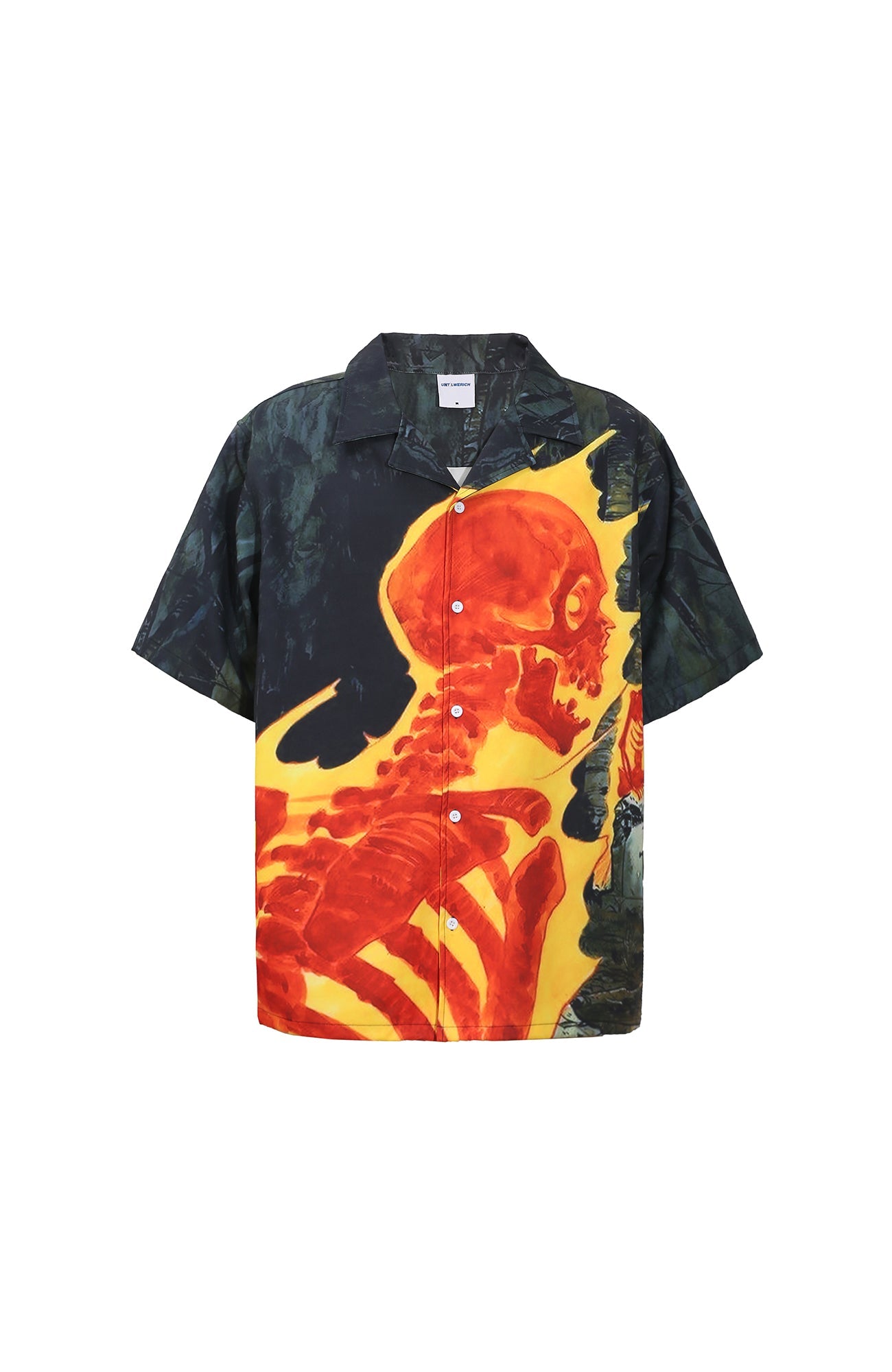UNTILWERICH Flame Skeleton Graphic Half Shirt-Half shirt-M-Free Shipping Leatheretro
