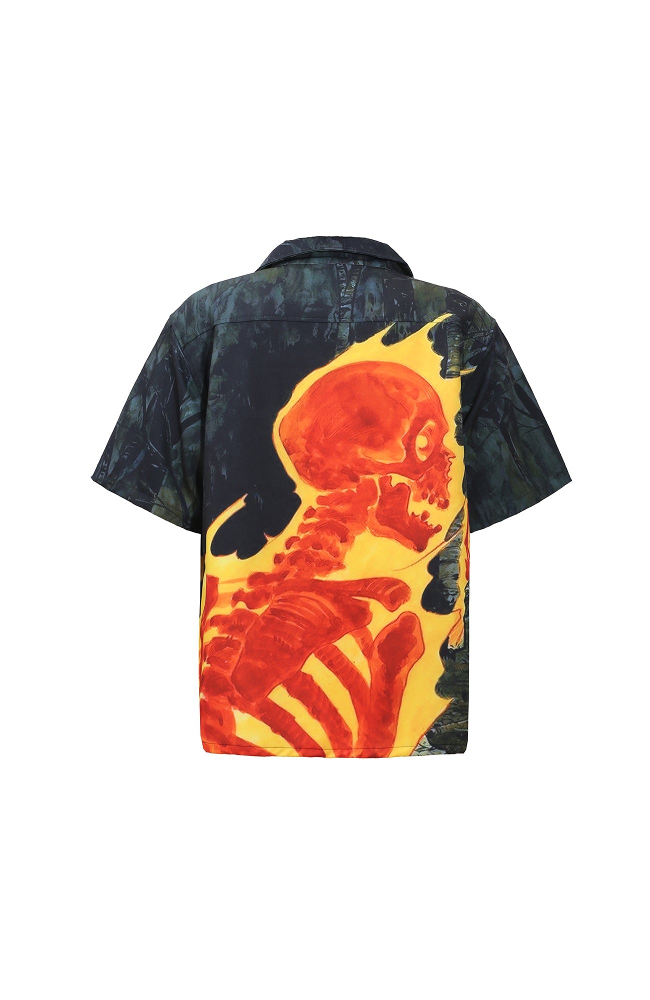UNTILWERICH Flame Skeleton Graphic Half Shirt-Half shirt-M-Free Shipping Leatheretro