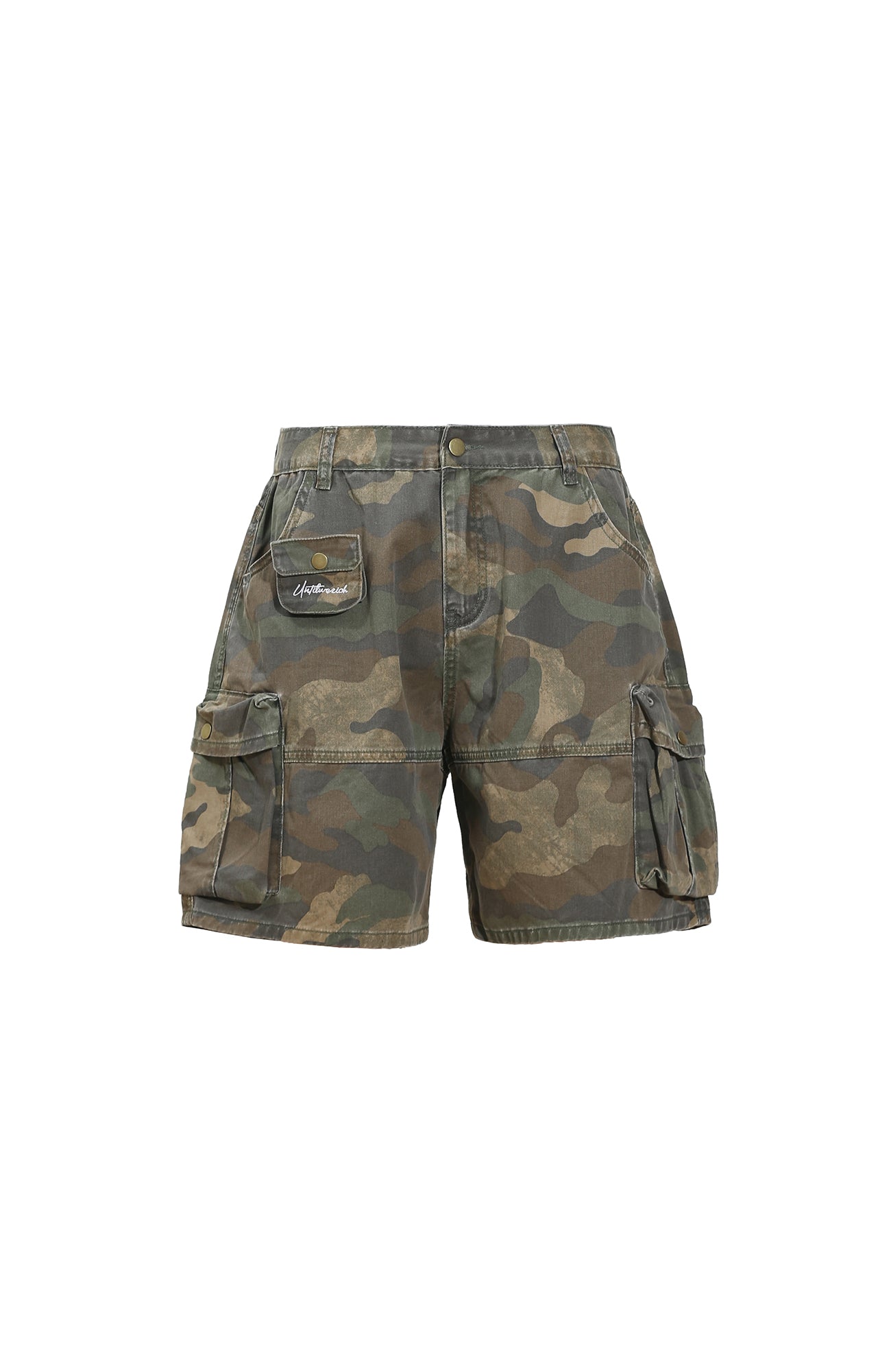 UNTILWERICH Washed Camo Cargo Shorts-Shorts-S / 28“-Free Shipping Leatheretro