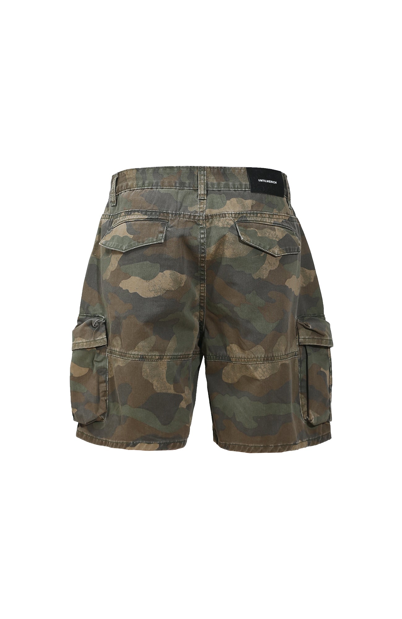 UNTILWERICH Washed Camo Cargo Shorts-Shorts-S / 28“-Free Shipping Leatheretro