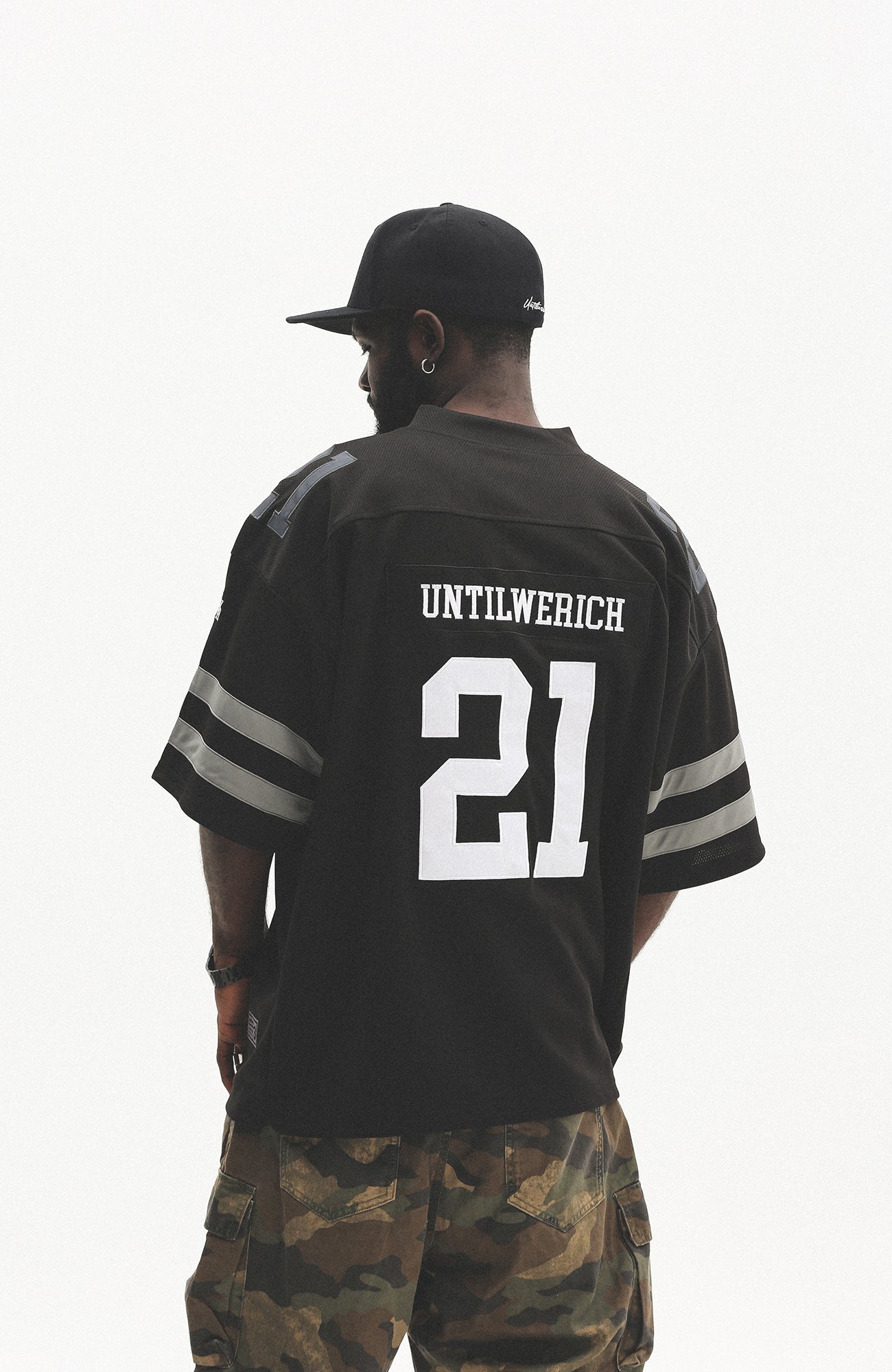 UNTILWERICH V-Neck Striped Hockey Short-Sleeve Jersey-T Shirt-S-White-Free Shipping Leatheretro