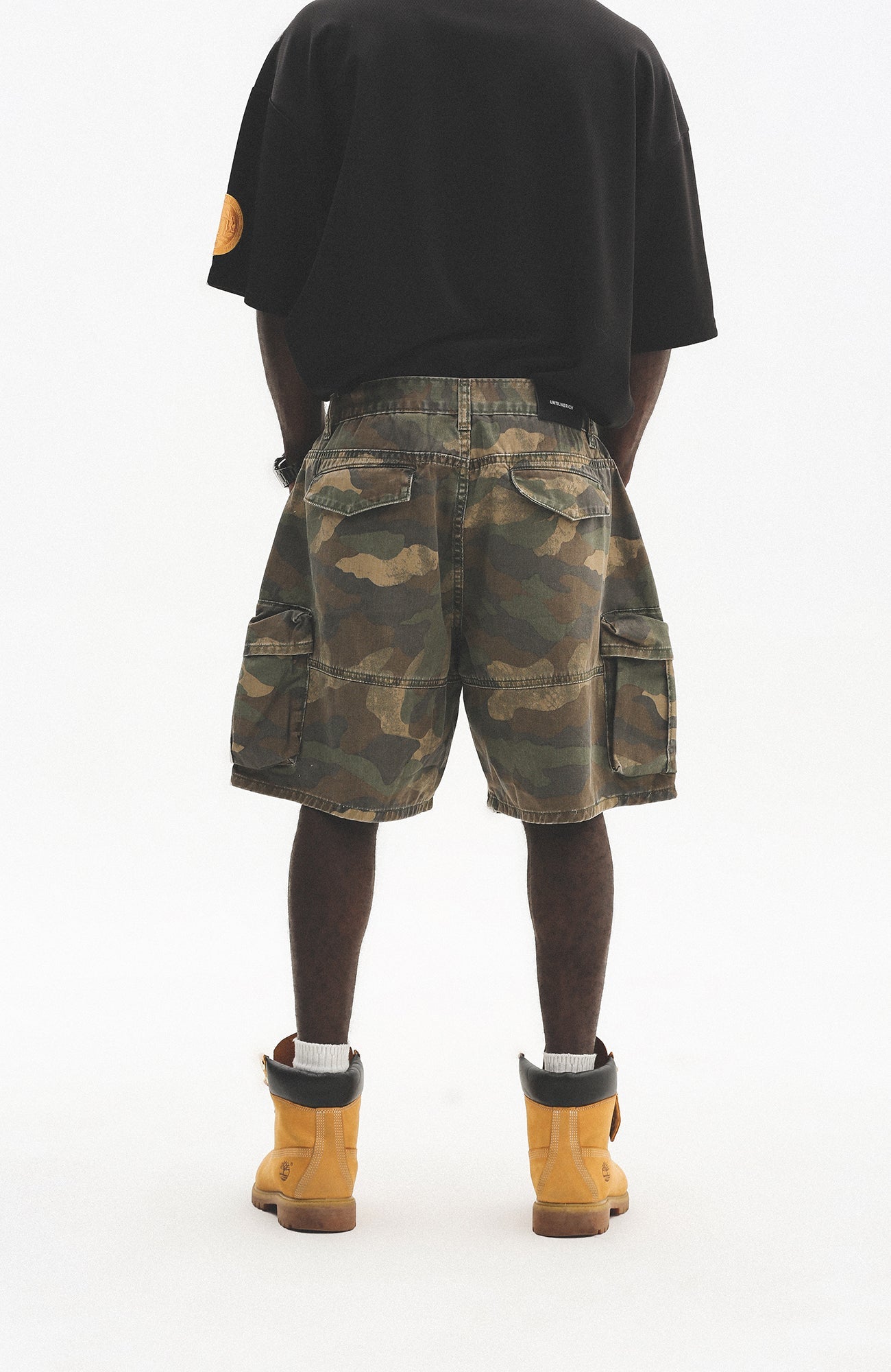 UNTILWERICH Washed Camo Cargo Shorts-Shorts-S / 28“-Free Shipping Leatheretro