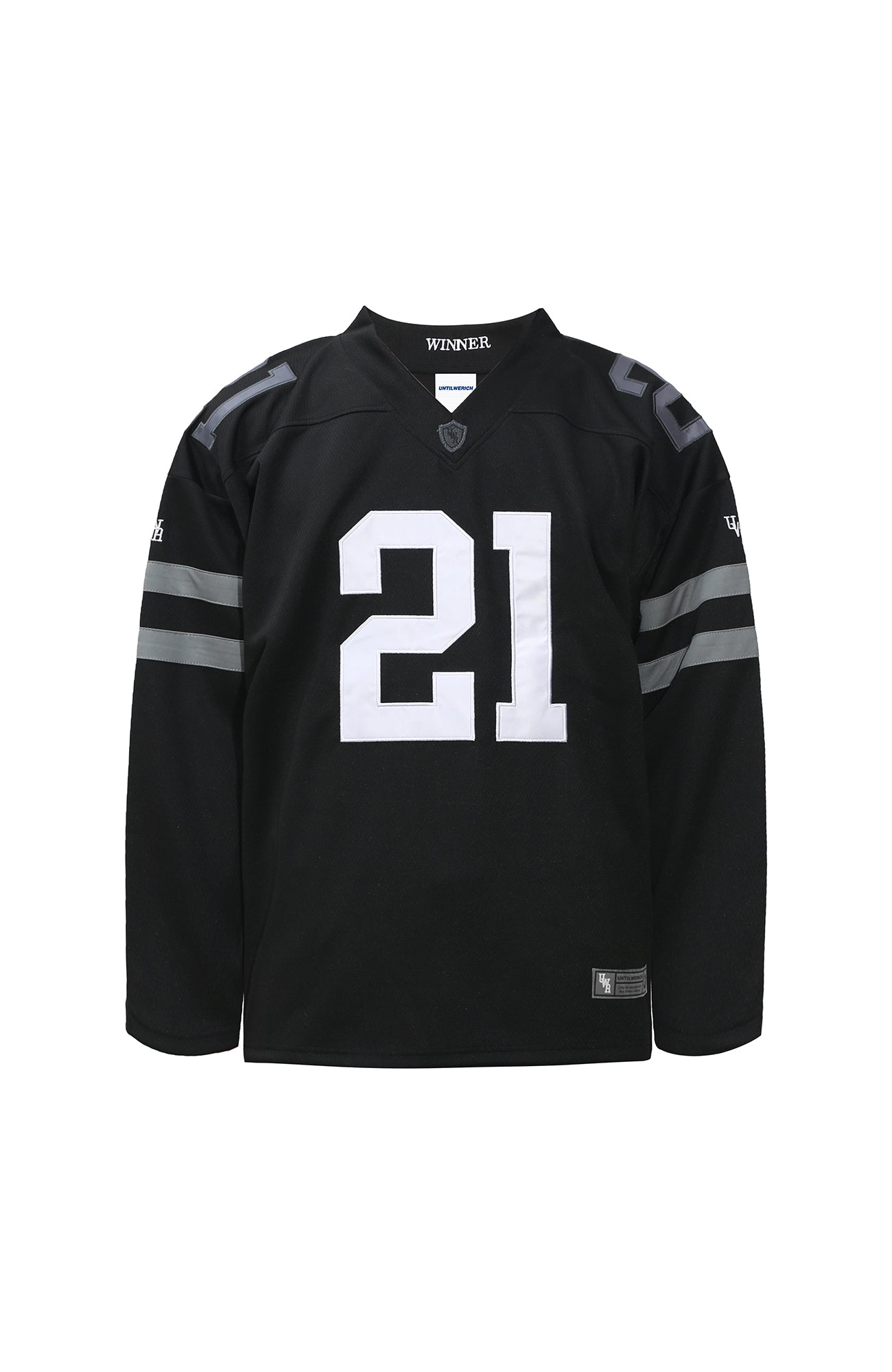 UNTILWERICH V-Neck Striped Hockey Long-Sleeve Jersey-L/S Tee-S-Black-Free Shipping Leatheretro
