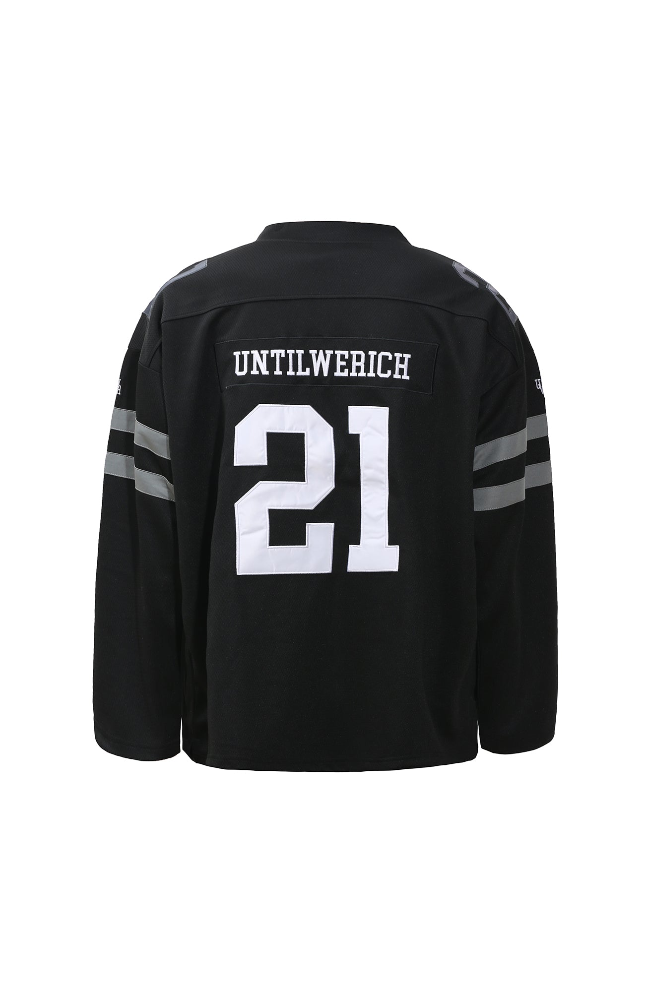 UNTILWERICH V-Neck Striped Hockey Long-Sleeve Jersey-L/S Tee-S-Black-Free Shipping Leatheretro