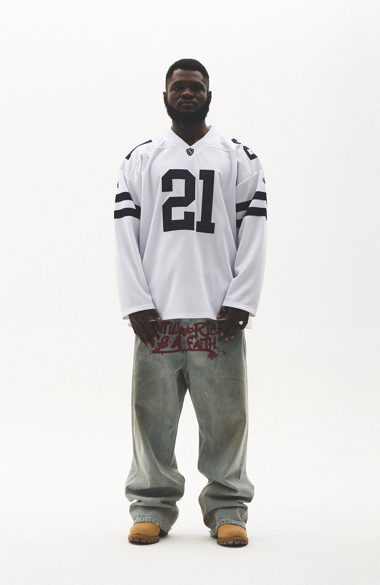 UNTILWERICH V-Neck Striped Hockey Long-Sleeve Jersey-L/S Tee-S-Black-Free Shipping Leatheretro