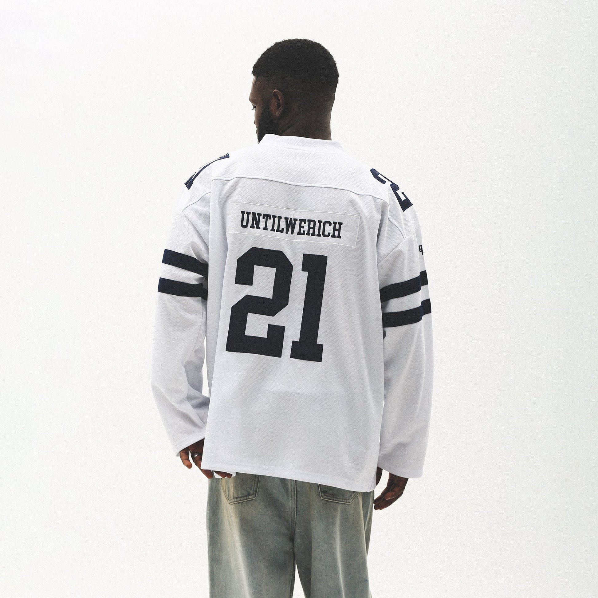 UNTILWERICH V-Neck Striped Hockey Long-Sleeve Jersey-L/S Tee-S-Black-Free Shipping Leatheretro