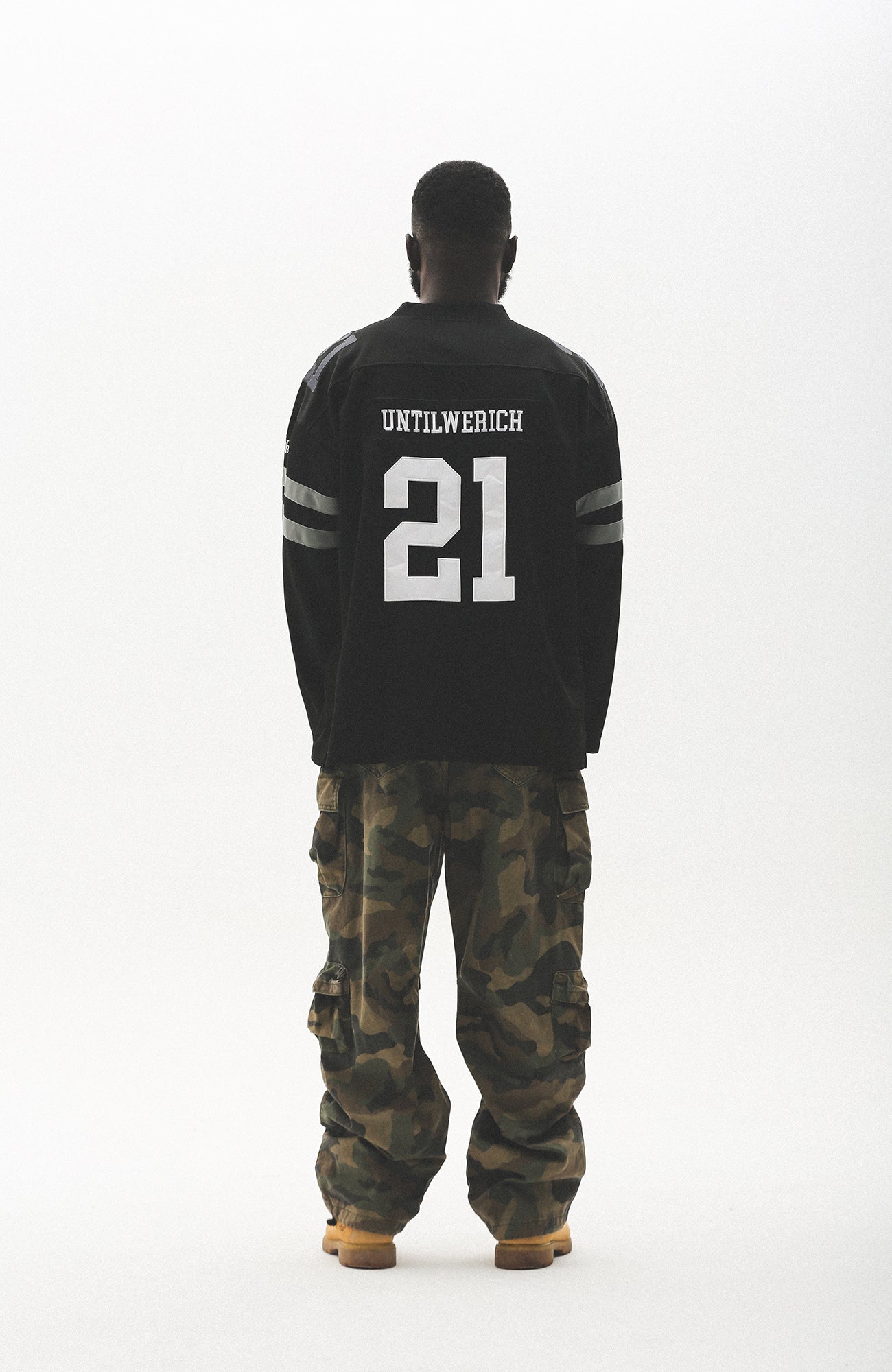 UNTILWERICH V-Neck Striped Hockey Long-Sleeve Jersey-L/S Tee-S-Black-Free Shipping Leatheretro