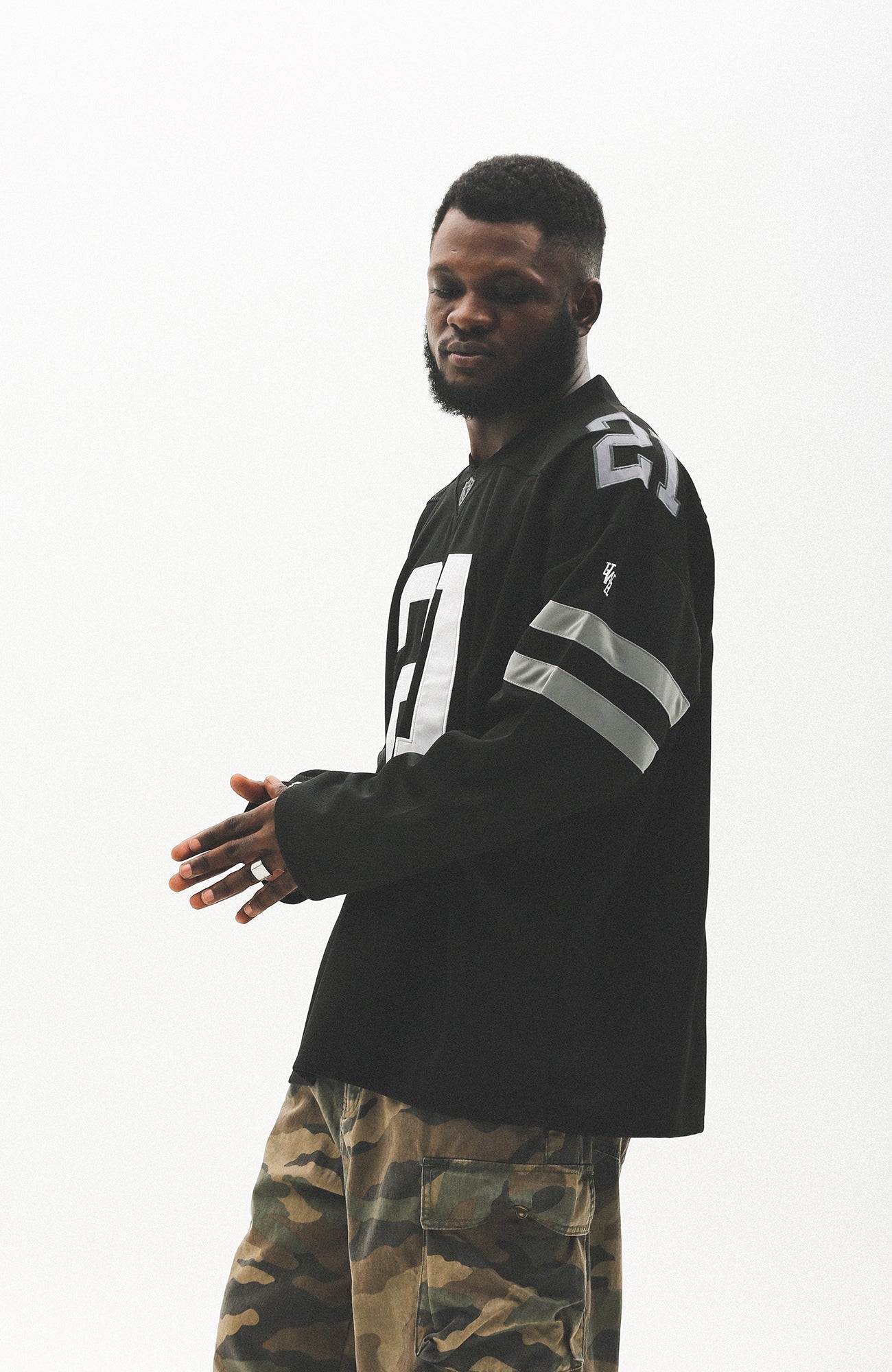 UNTILWERICH V-Neck Striped Hockey Long-Sleeve Jersey-L/S Tee-S-Black-Free Shipping Leatheretro