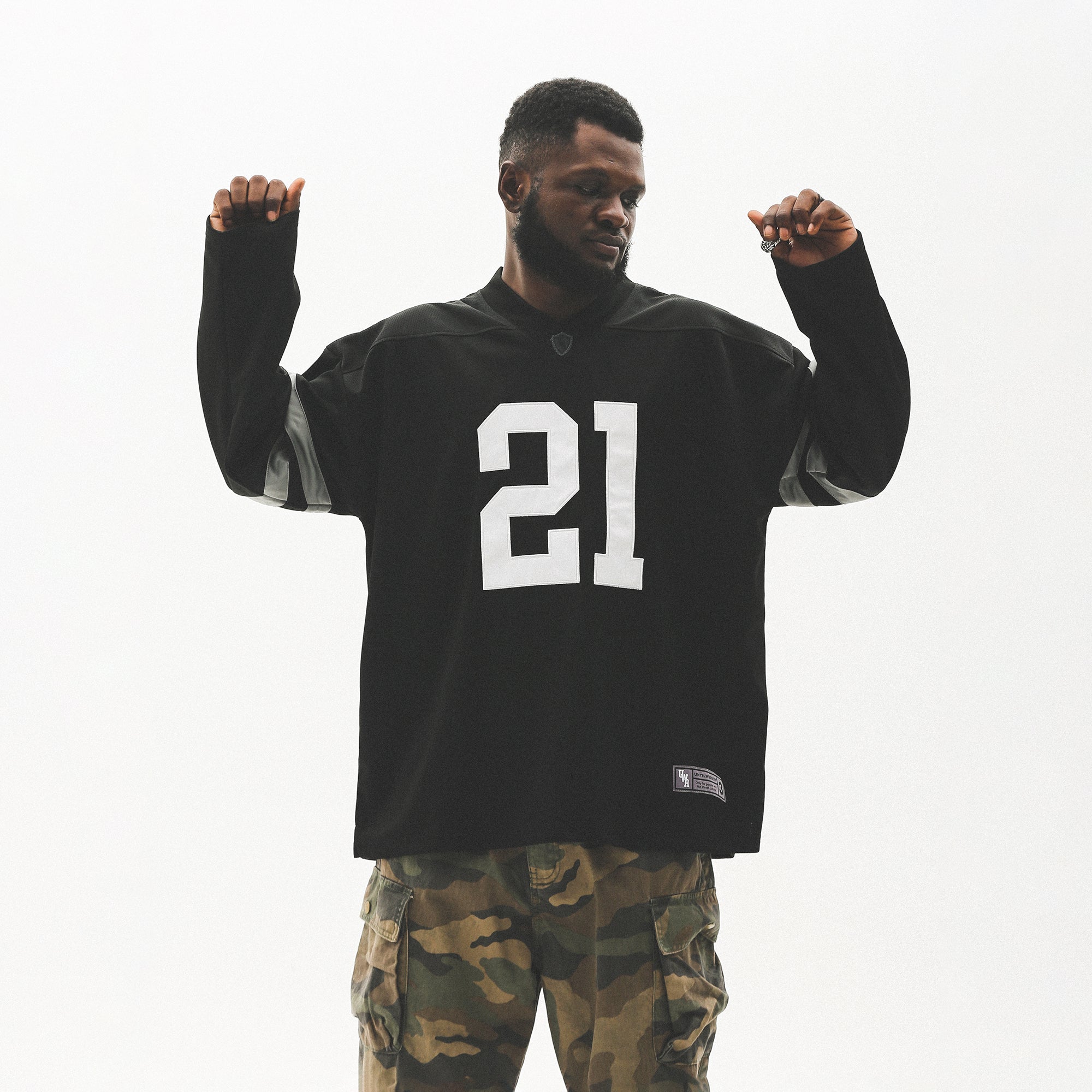UNTILWERICH V-Neck Striped Hockey Long-Sleeve Jersey-L/S Tee-S-Black-Free Shipping Leatheretro