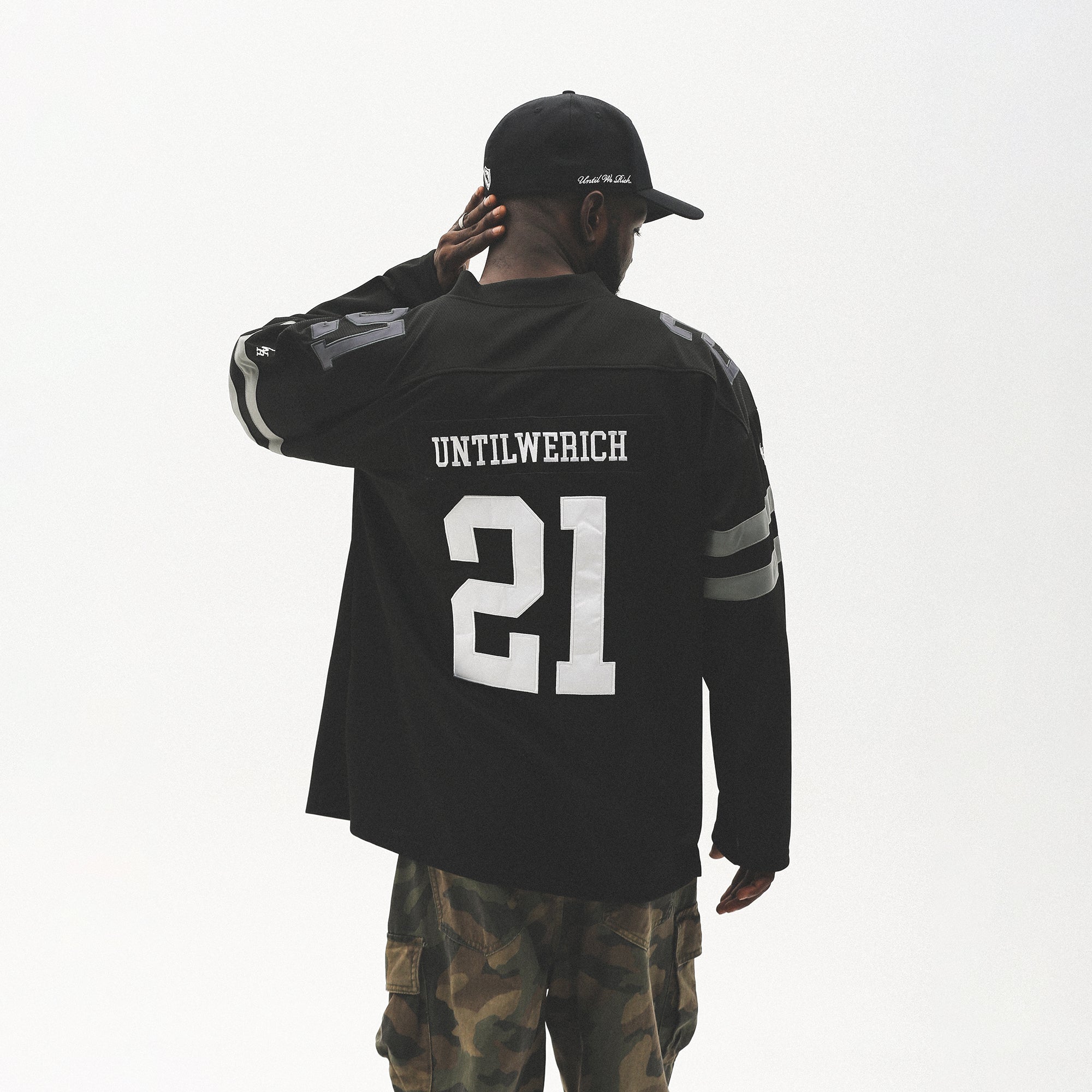 UNTILWERICH V-Neck Striped Hockey Long-Sleeve Jersey-L/S Tee-S-Black-Free Shipping Leatheretro