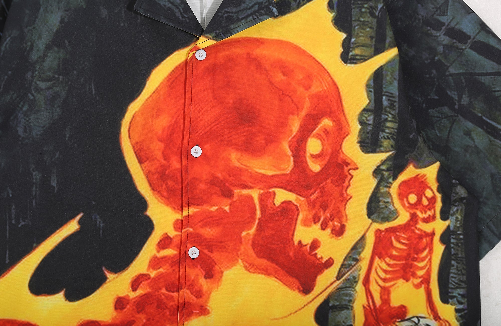 UNTILWERICH Flame Skeleton Graphic Half Shirt-Half shirt-M-Free Shipping Leatheretro