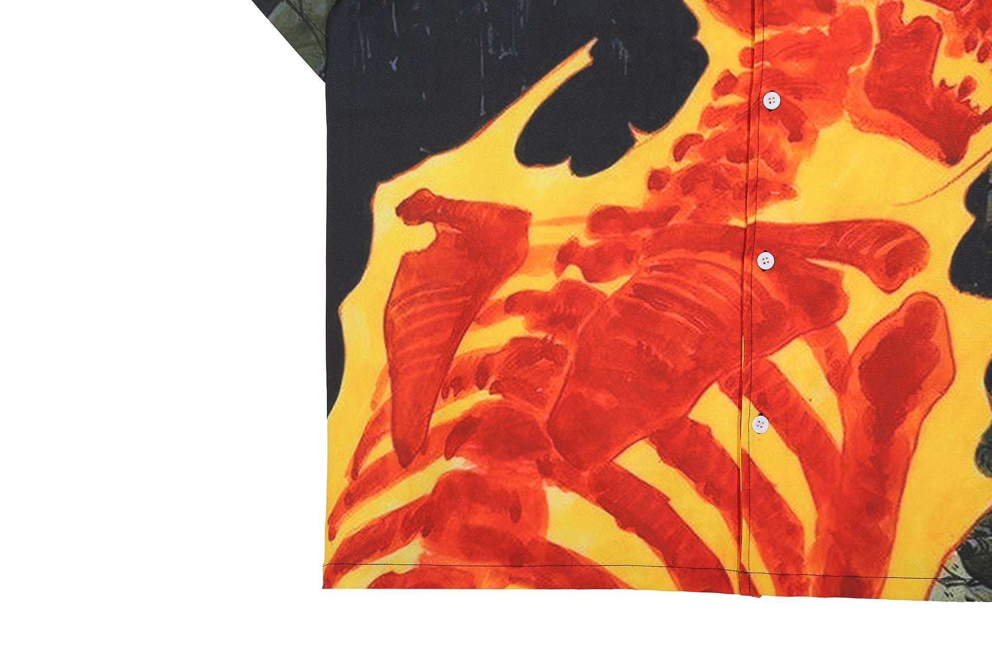 UNTILWERICH Flame Skeleton Graphic Half Shirt-Half shirt-M-Free Shipping Leatheretro
