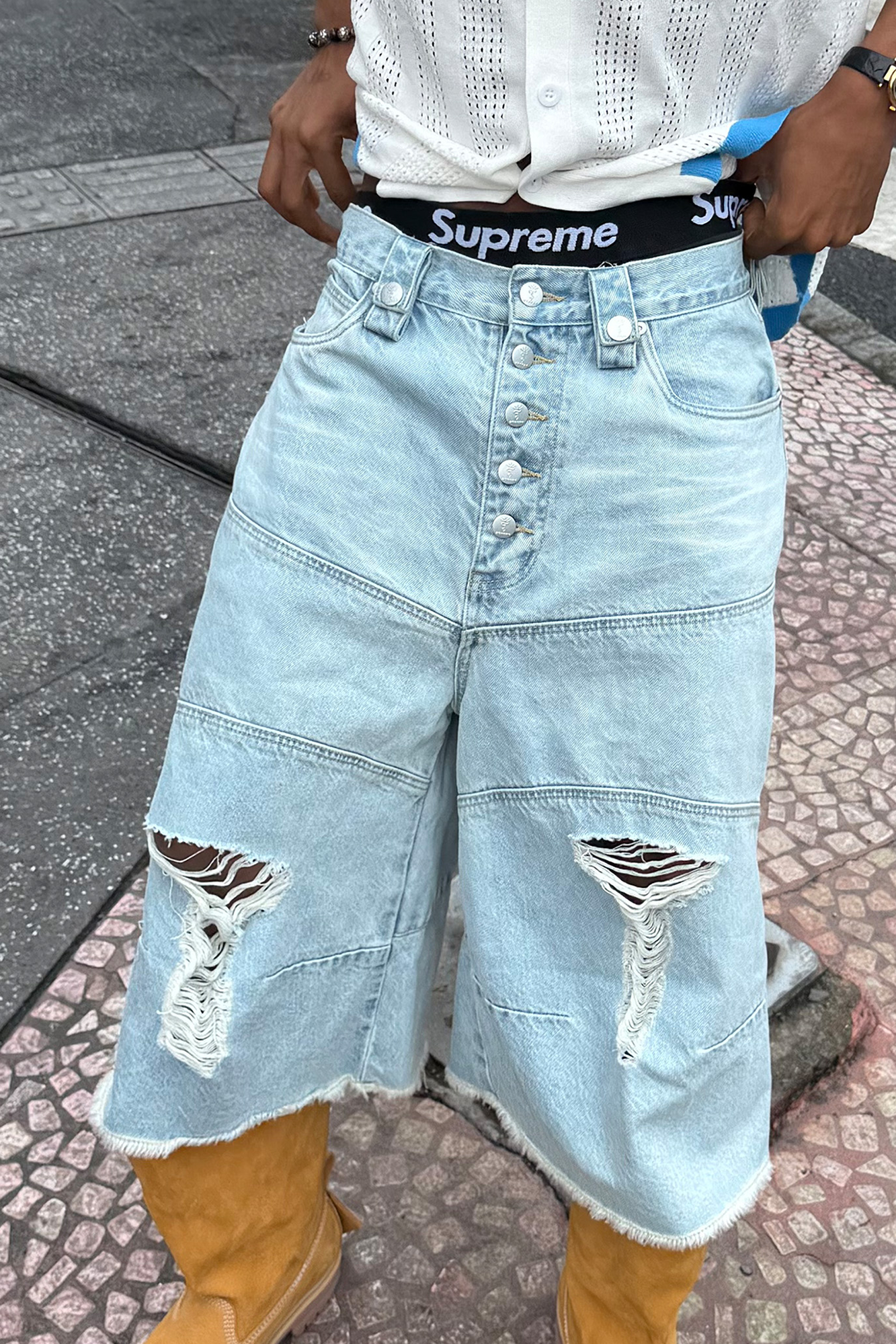STEEPC Distressed Washed Raw-Edge Denim Shorts-Shorts-S-Free Shipping Leatheretro