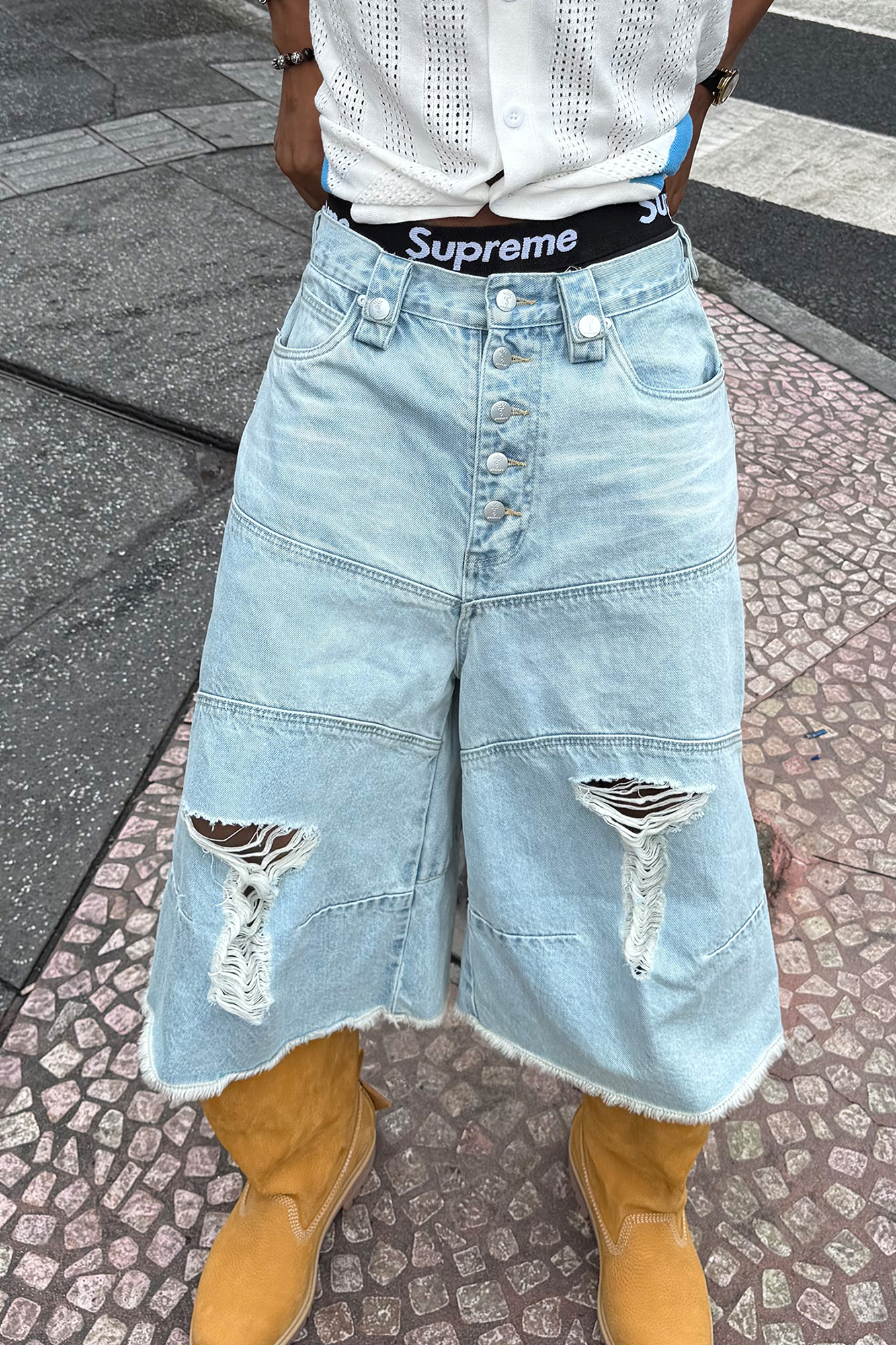 STEEPC Distressed Washed Raw-Edge Denim Shorts-Shorts-S-Free Shipping Leatheretro