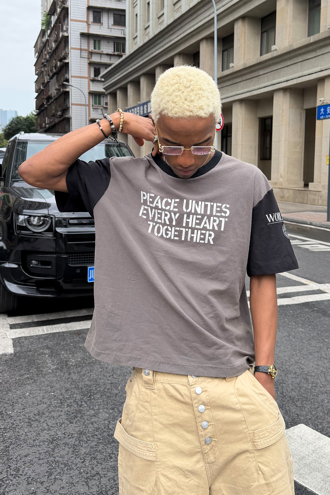 STEEPC Contrast Spliced Slogan T-Shirt-T Shirt-S (1)-Free Shipping Leatheretro