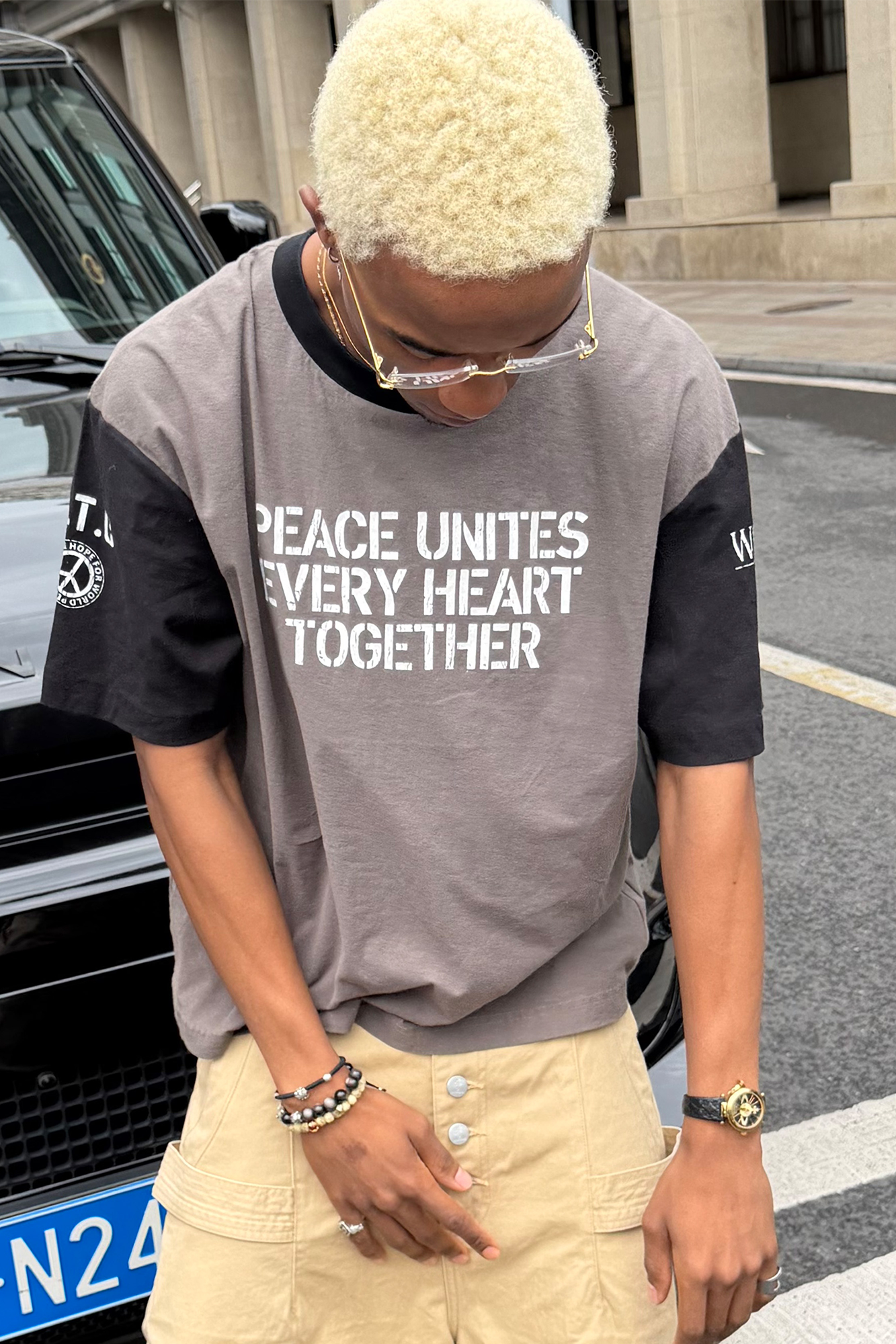 STEEPC Contrast Spliced Slogan T-Shirt-T Shirt-S (1)-Free Shipping Leatheretro