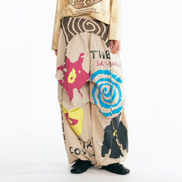 1997 POSTOFFICE Tribal Spiral Waist-Panel Parachute Pants-Pants-S-Free Shipping Leatheretro