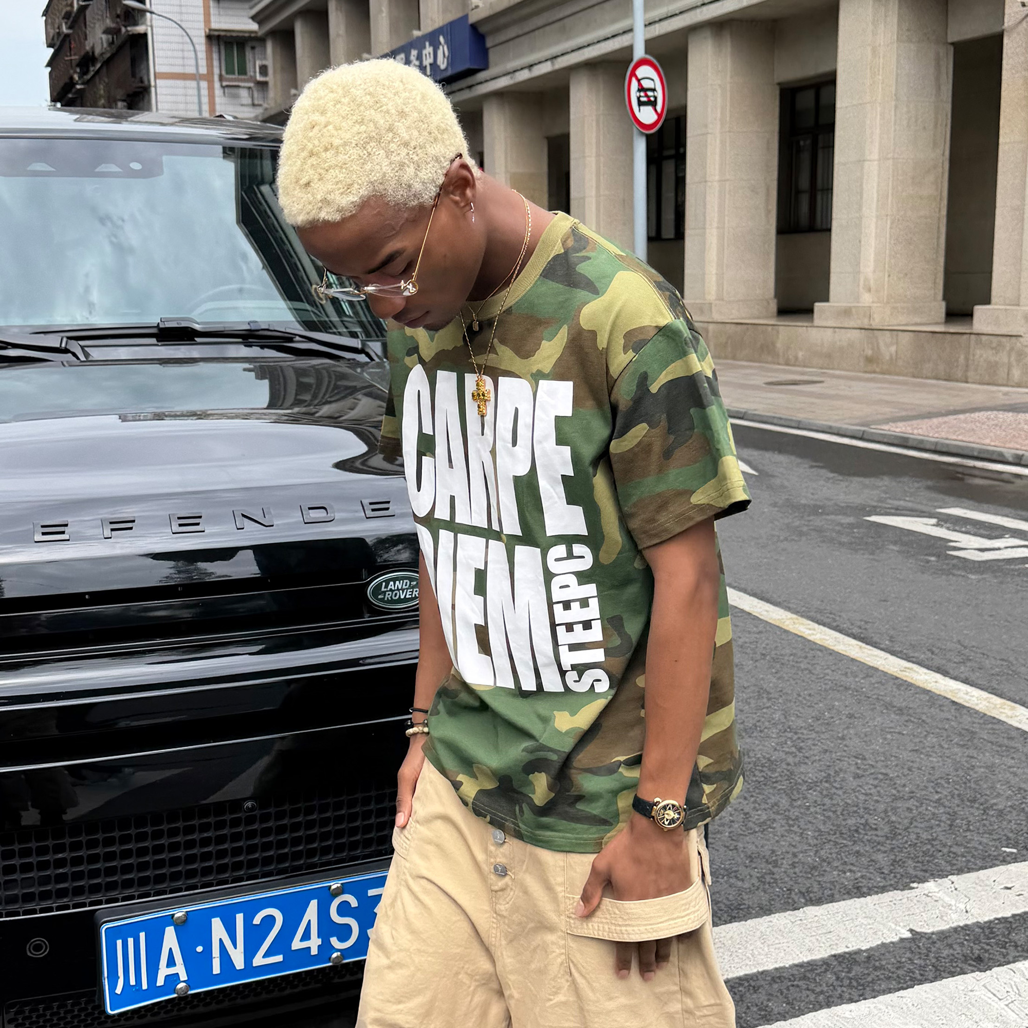 STEEPC Camo Slogan Graphic T-Shirt-T Shirt-S (1)-Free Shipping Leatheretro