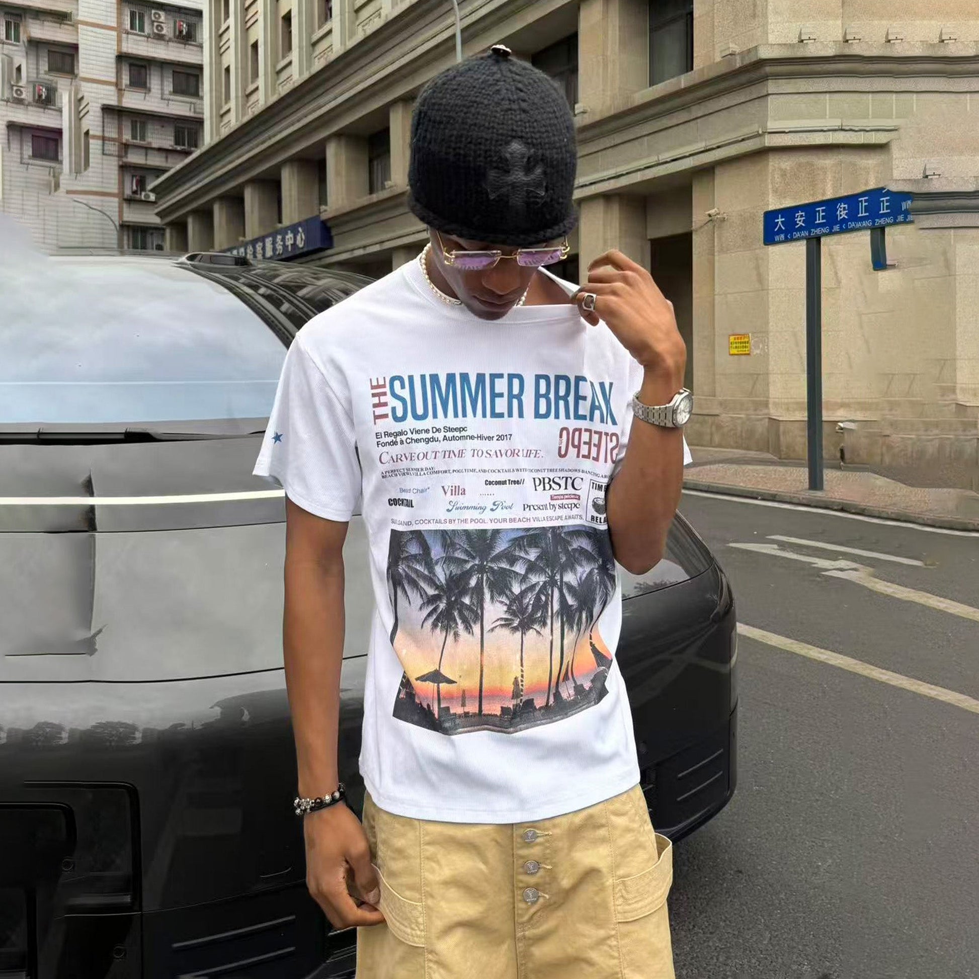 STEEPC Sunset Beach Graphic Tee-T Shirt-S-Free Shipping Leatheretro