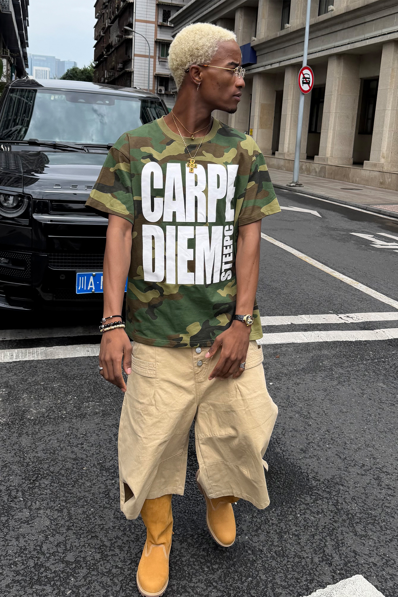 STEEPC Camo Slogan Graphic T-Shirt-T Shirt-S (1)-Free Shipping Leatheretro