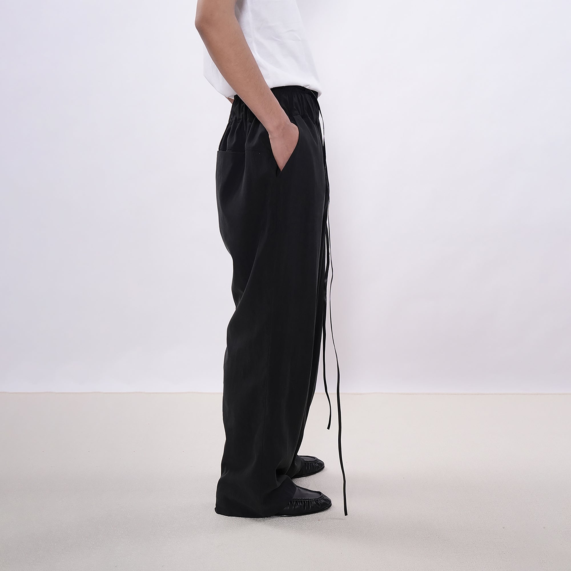 7440 37 1 Drawstring Fluid Wide-Leg Trousers-Pants-S (Preorder)-Free Shipping Leatheretro